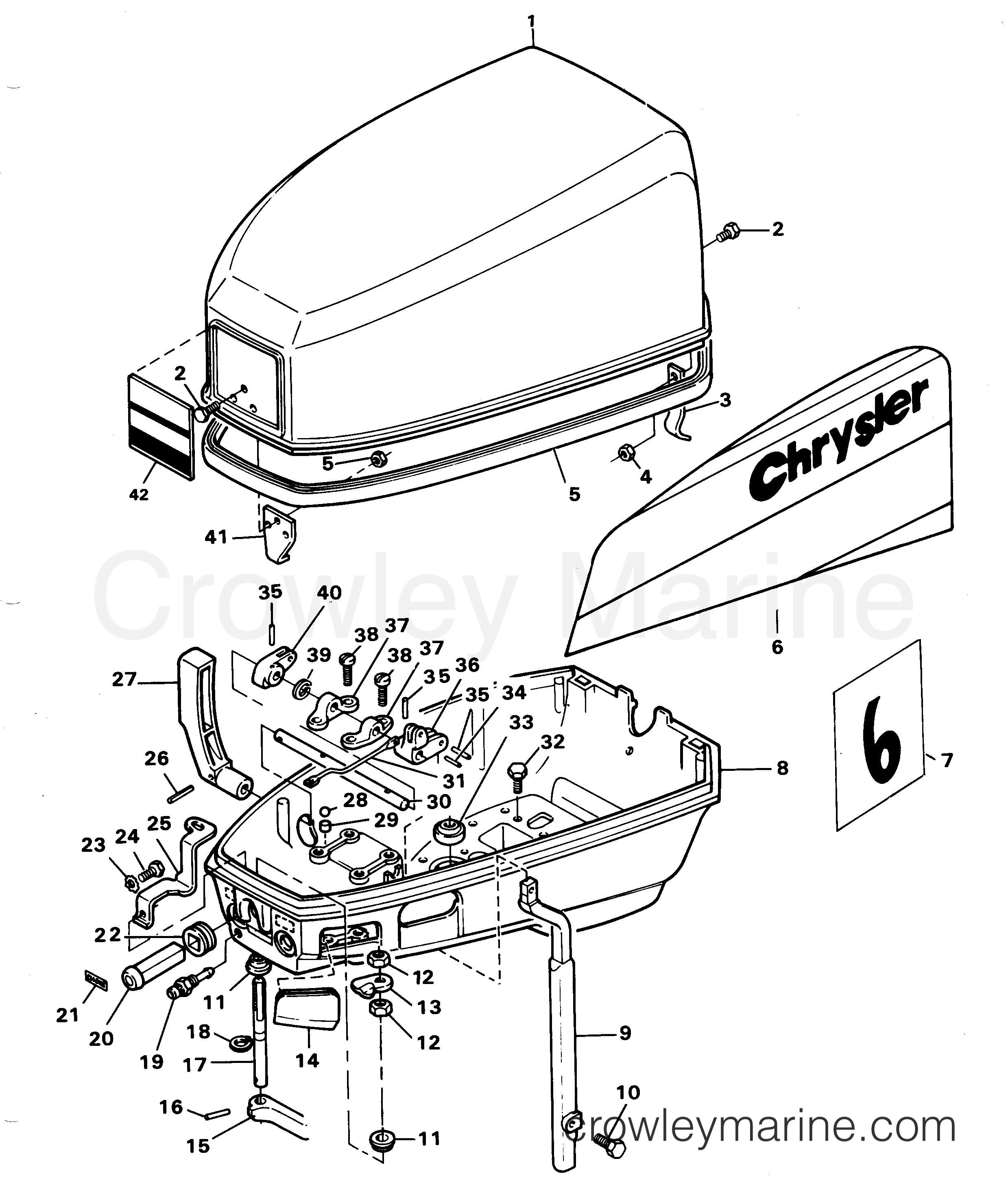 1982 Outboard 6 - 64B2H - ENGINE COVER AND SUPPORT PLATE
