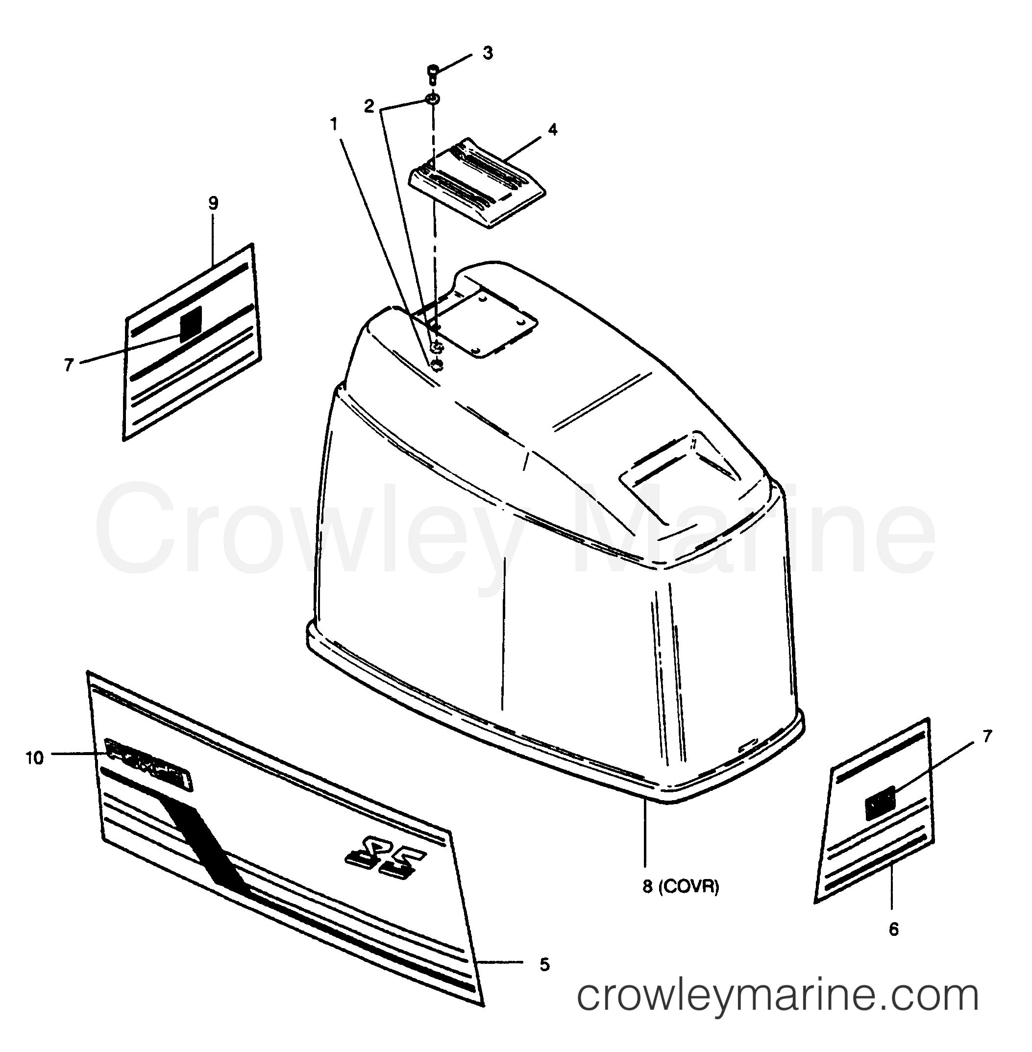 1989 Outboard 85 - 856F9E [Force] - ENGINE COVER BAYLINER & SPECTRUM MODELS