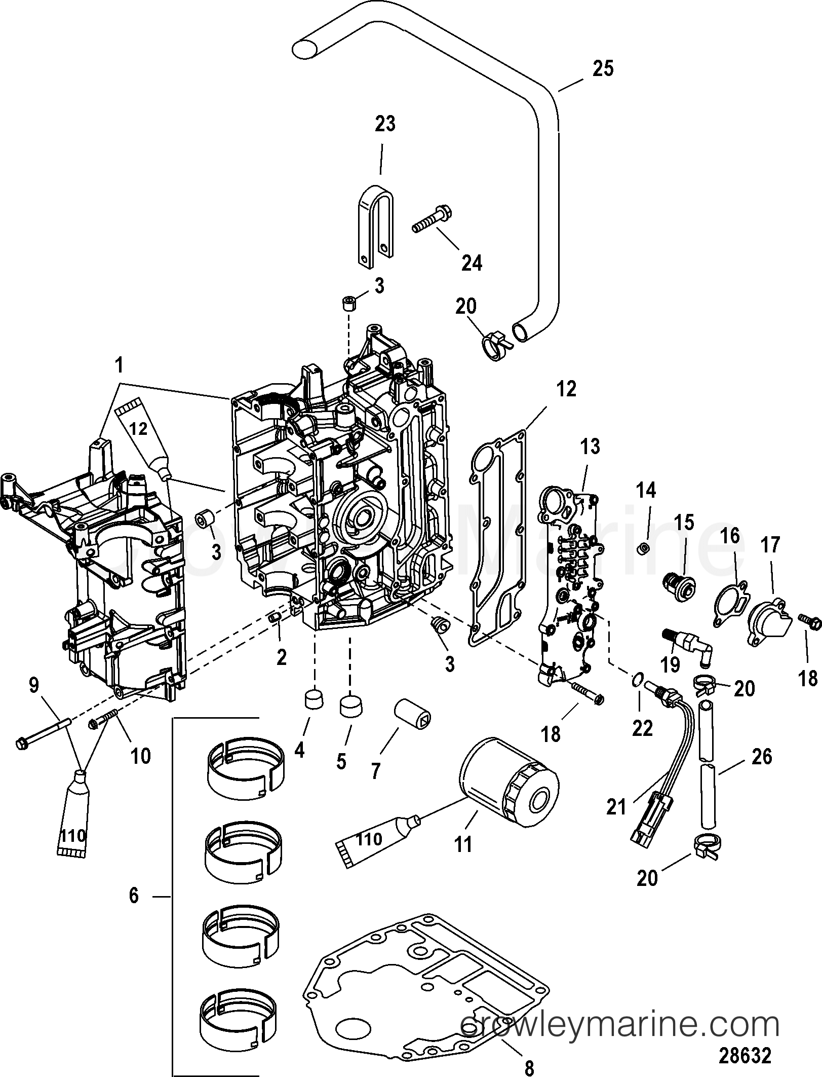 Serial Range Outboard 30 EFI (3 CYL.)(4-STROKE) - 1C109093 & Up - CYLINDER BLOCK