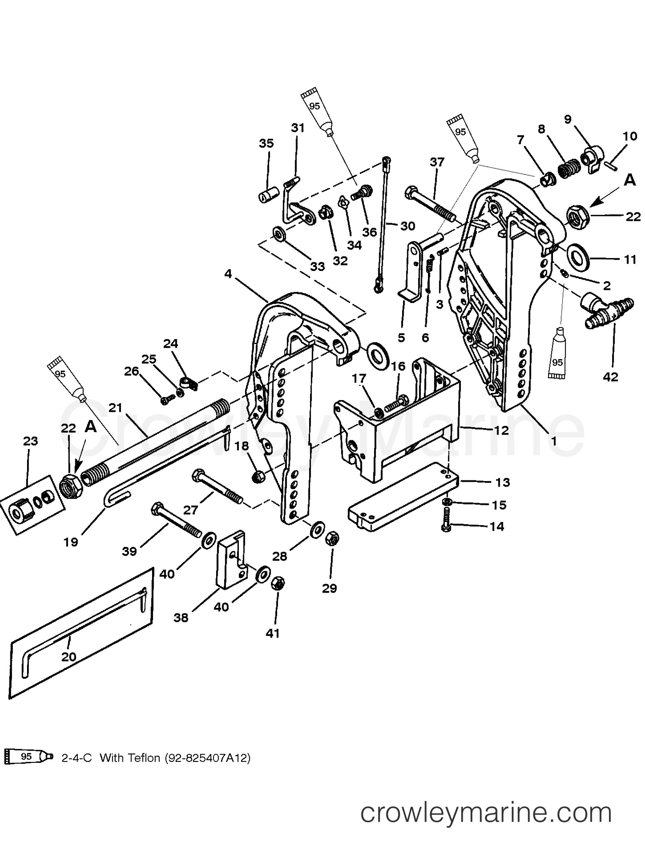 1995 Outboard 40 [JET 30] - 7040372DD - TRANSOM BRACKET (S/N D181999 & BELOW)