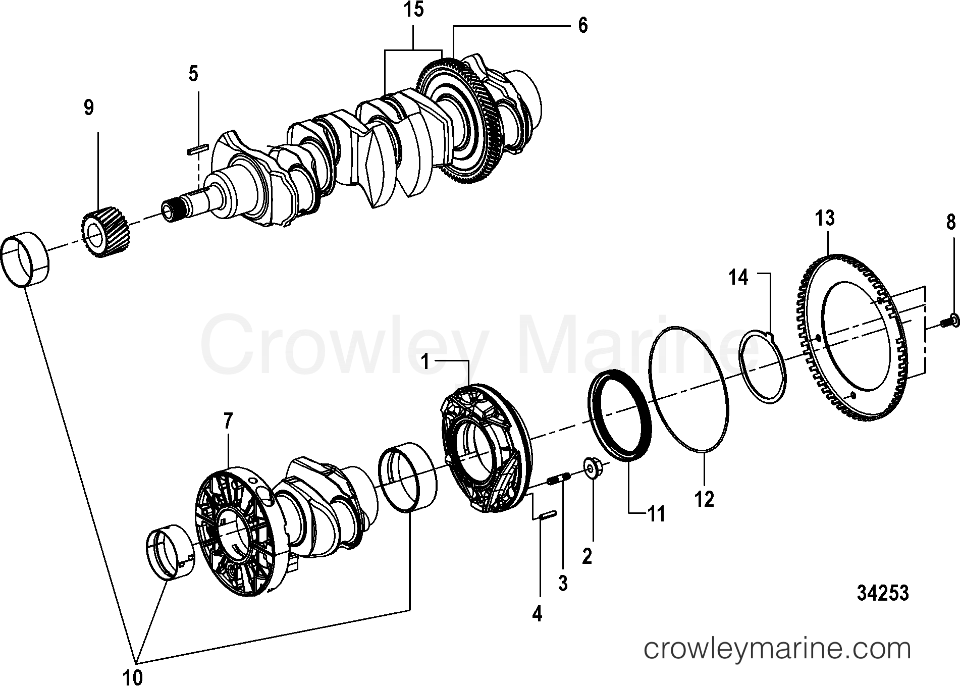 2012 Inboard Engine 2.8L QSD [EI 220] - 30280133D - CRANKSHAFT