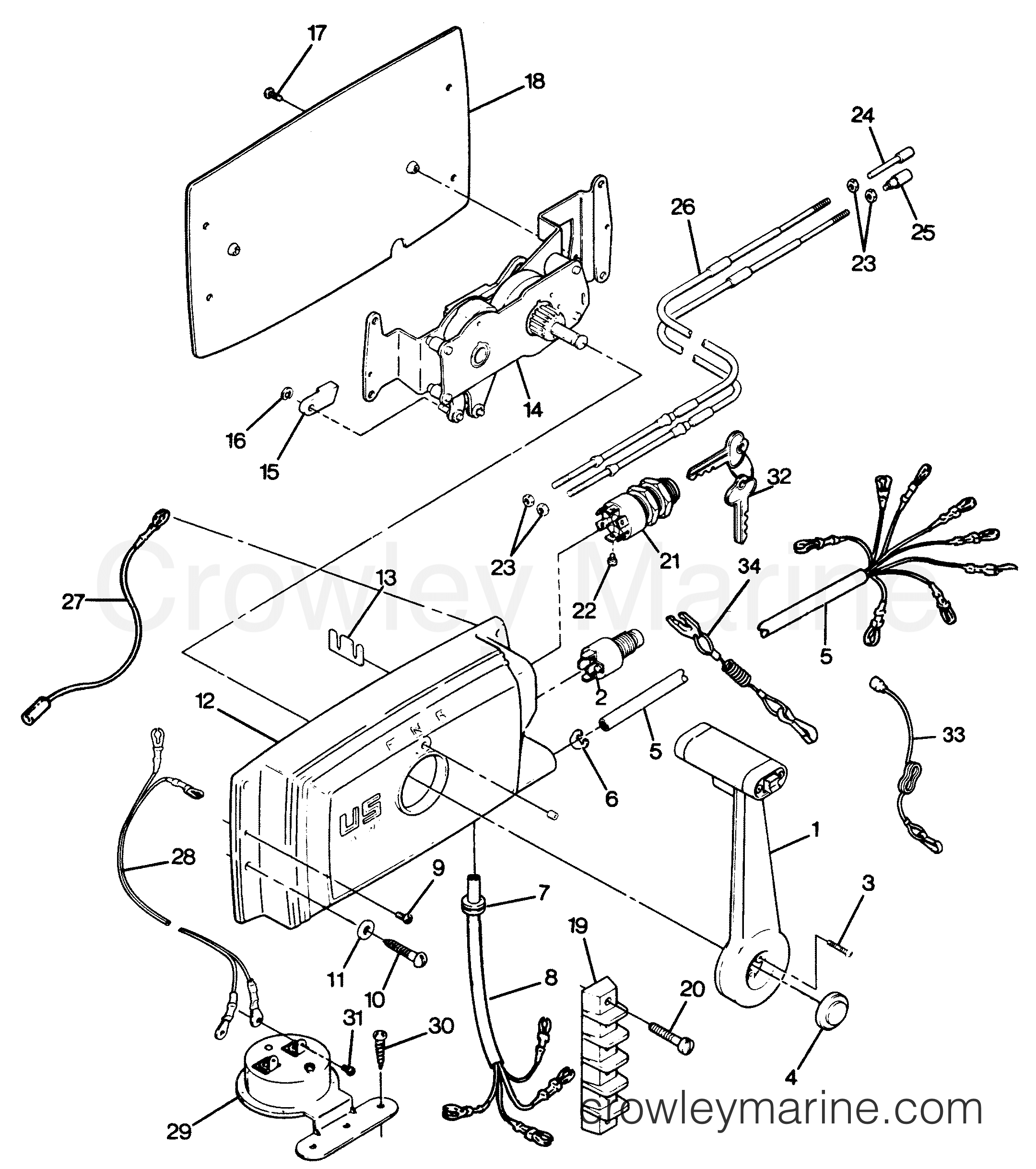 1988 Outboard 125 - 1253X8A [Force] - REMOTE CONTROL