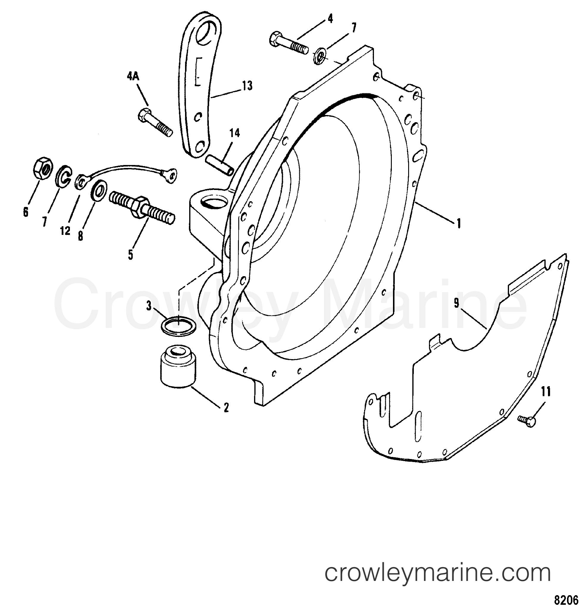 FLYWHEEL HOUSING 1990 Stern Drive 3.0L [ALPHA I] 430B00001 Crowley