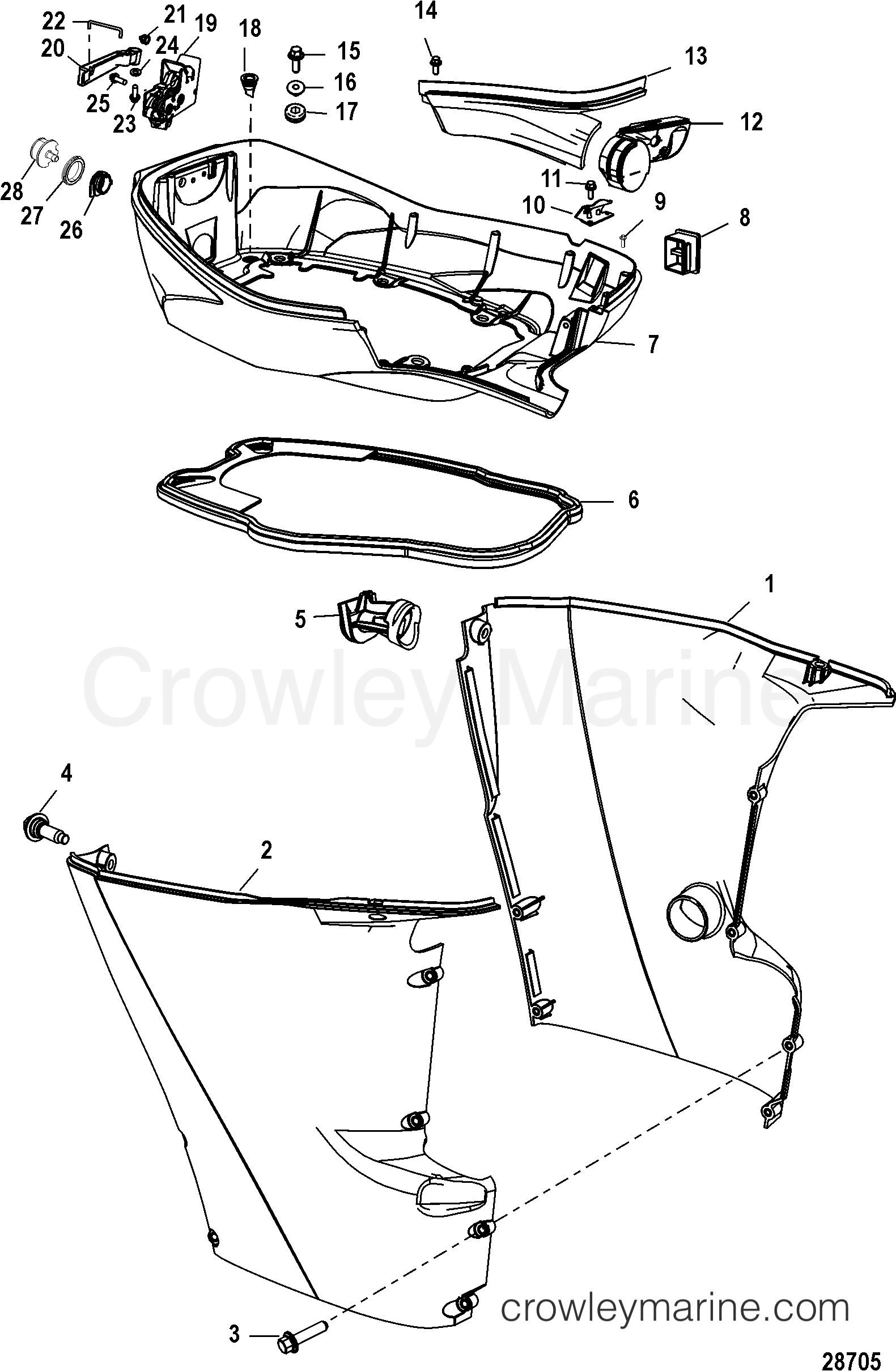 Serial Range Outboard 40 CARB (3 CYL.)(4-STROKE) - 1C018826 & Up - BOTTOM COWL
