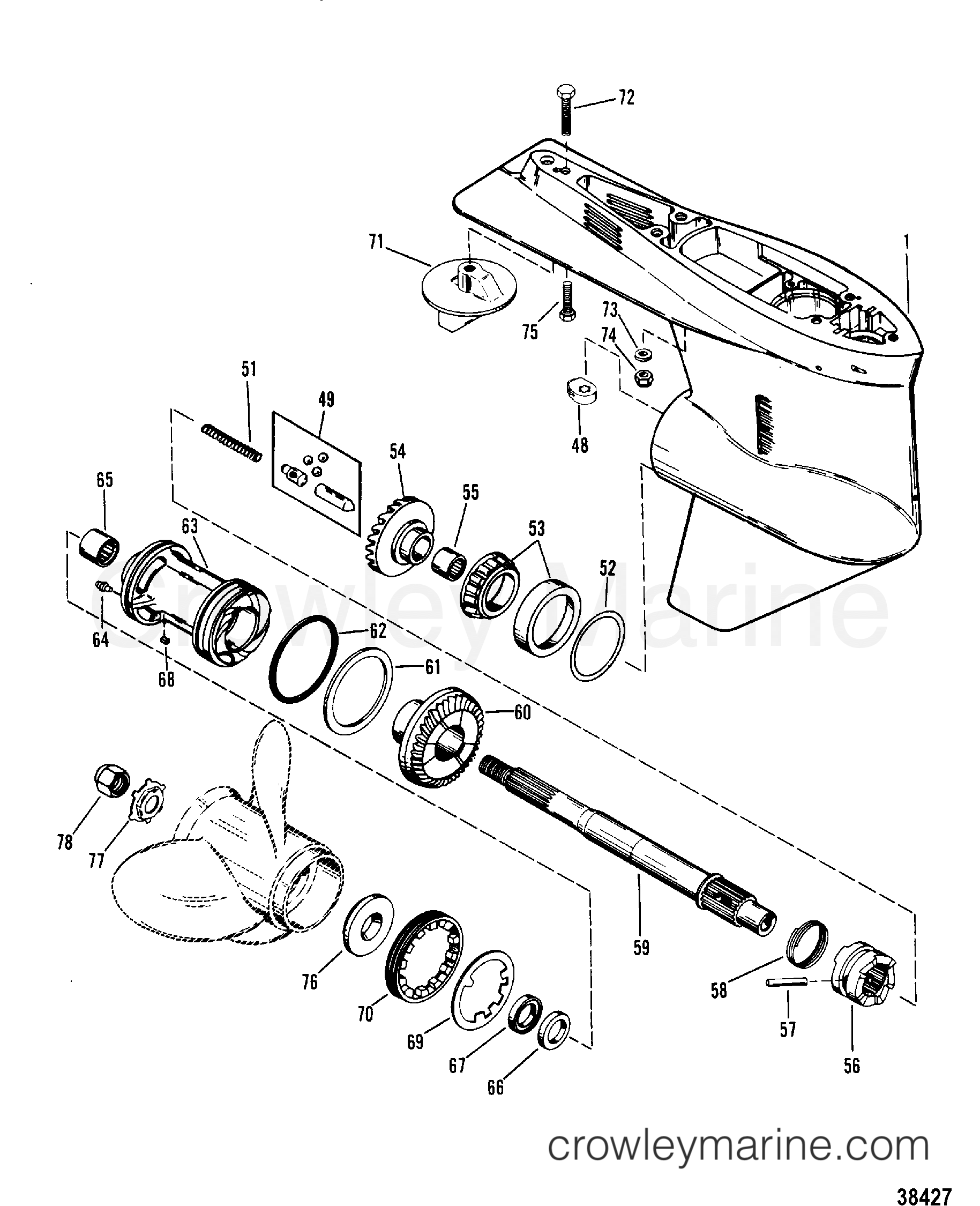 GEAR HOUSING(PROPELLER SHAFT) 1984 Outboard 75 [ELPT] 7075624