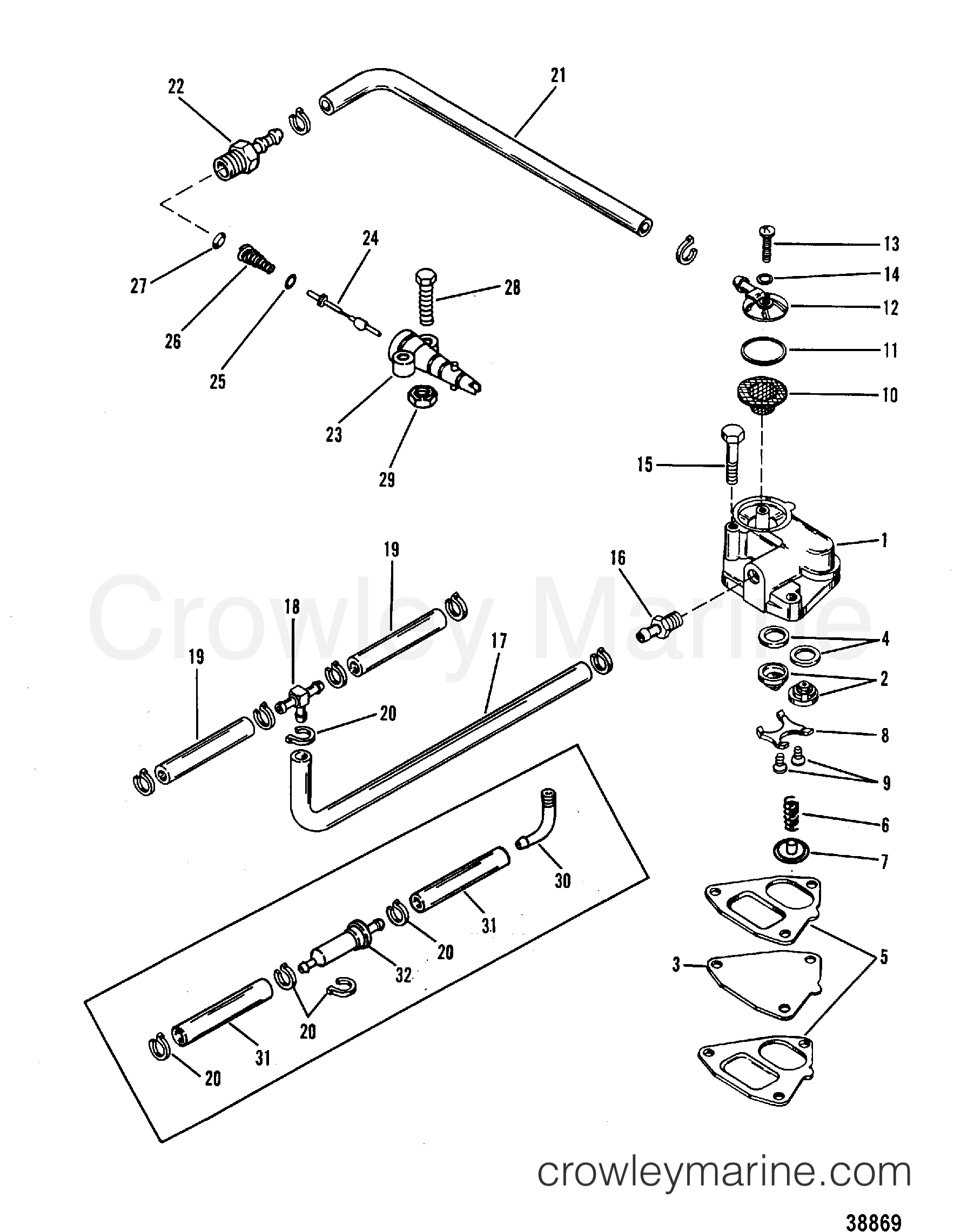 FUEL PUMP AND FUEL LINES(TRIANGLE FUEL PUMP) 1984 Outboard 75 [ELPT