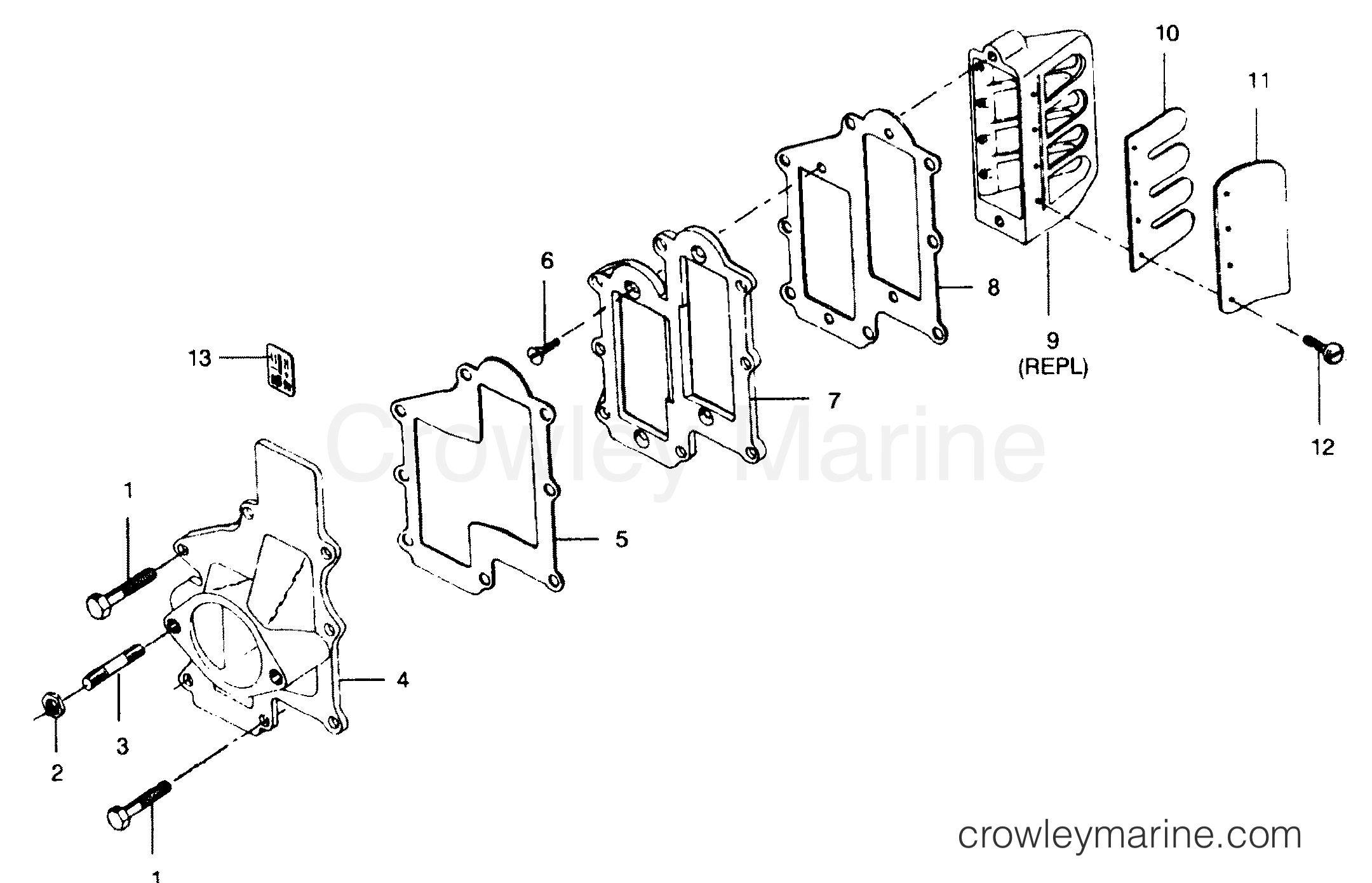 1991 Outboard 50 - 507F91B [Force] - REED PLATE AND ADAPTER FLANGE