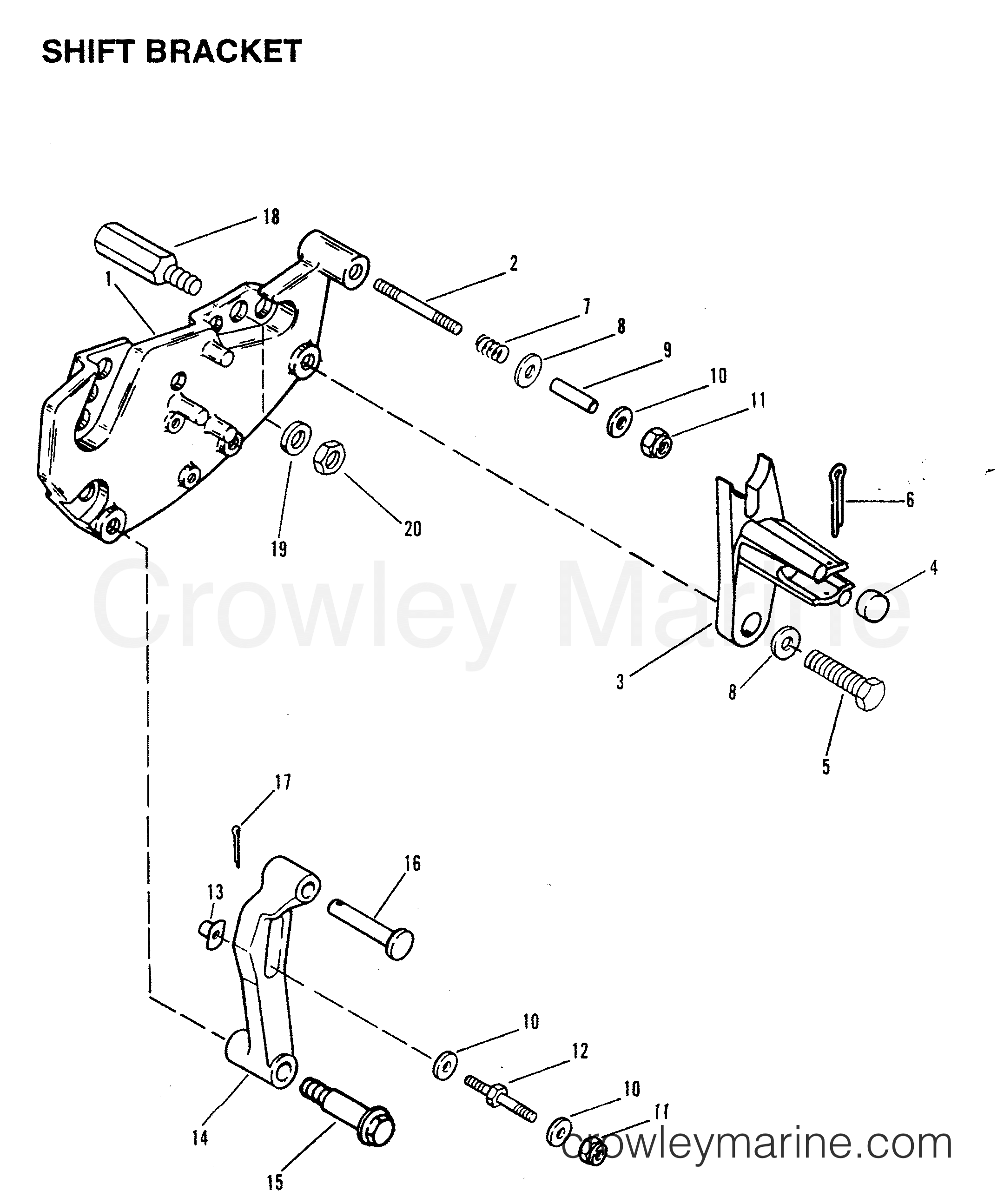 1990 Inboard Engine 642D - 34232B9CD - SHIFT BRACKET (STERN DRIVE)