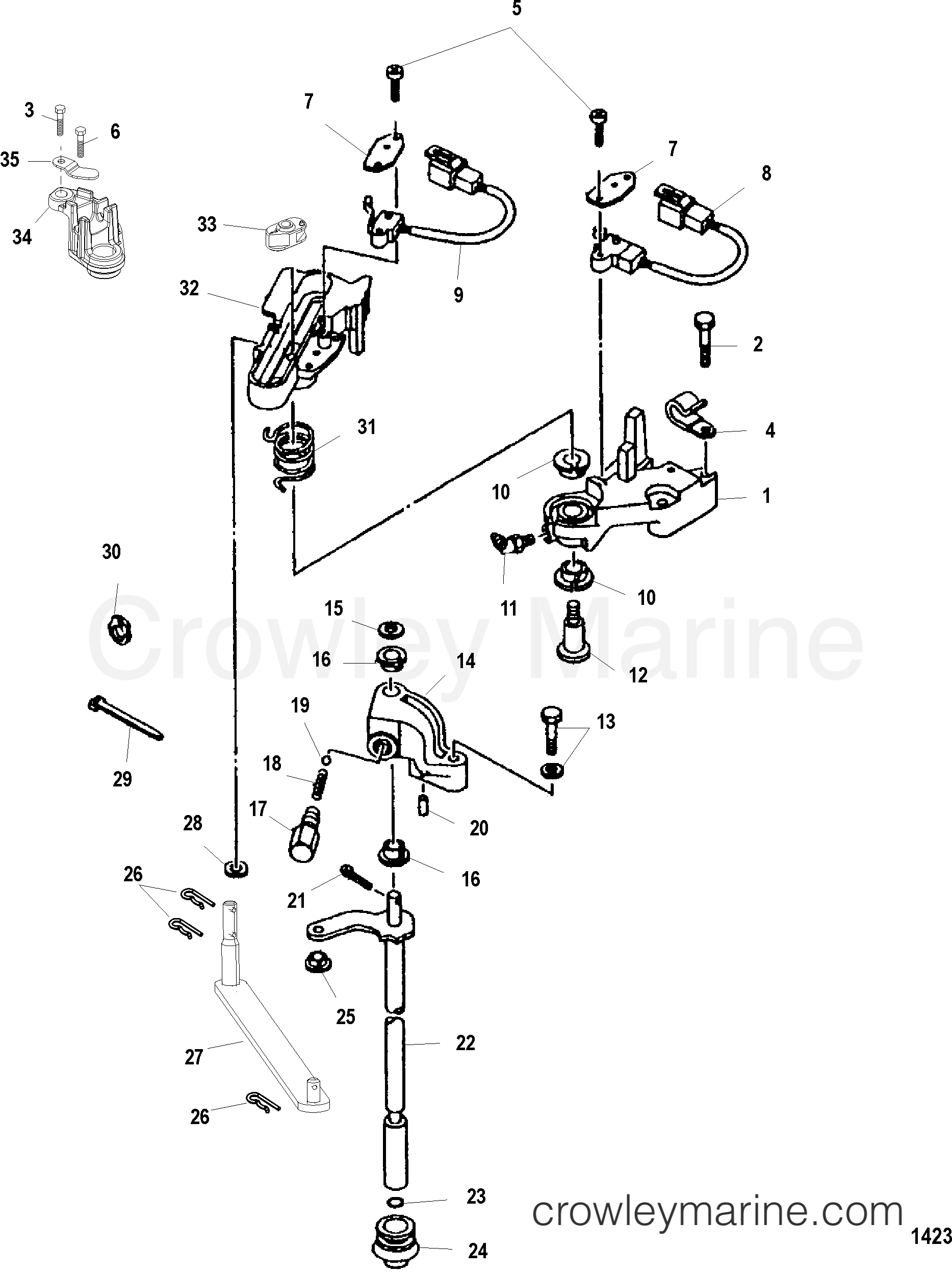 SHIFT LINKAGE 2006 Mercury Outboard 225EFI [XL 4] 1225F23FK Crowley Marine