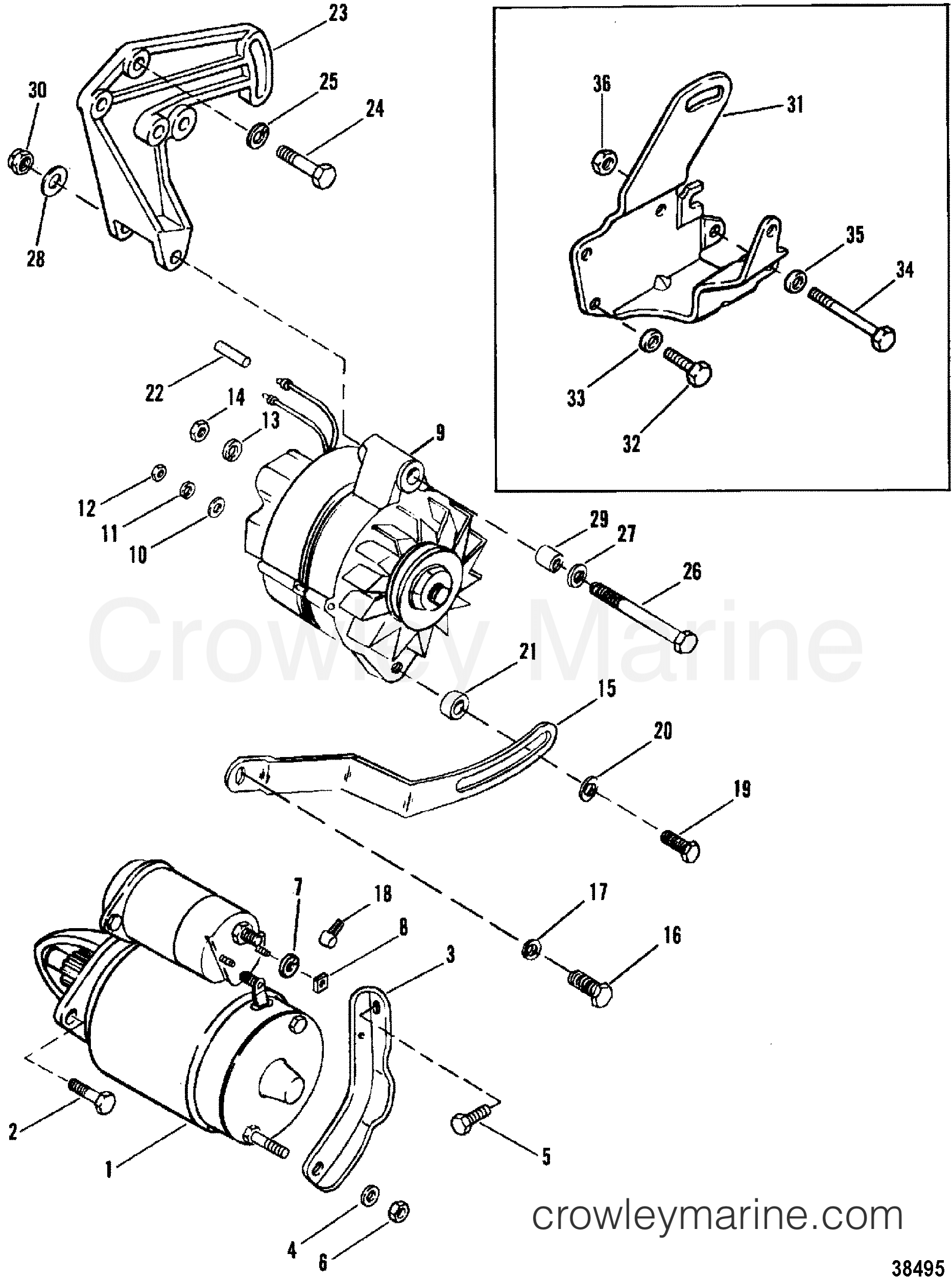 STARTER MOTOR AND ALTERNATOR 1987 Stern Drive 260 02602347 Crowley