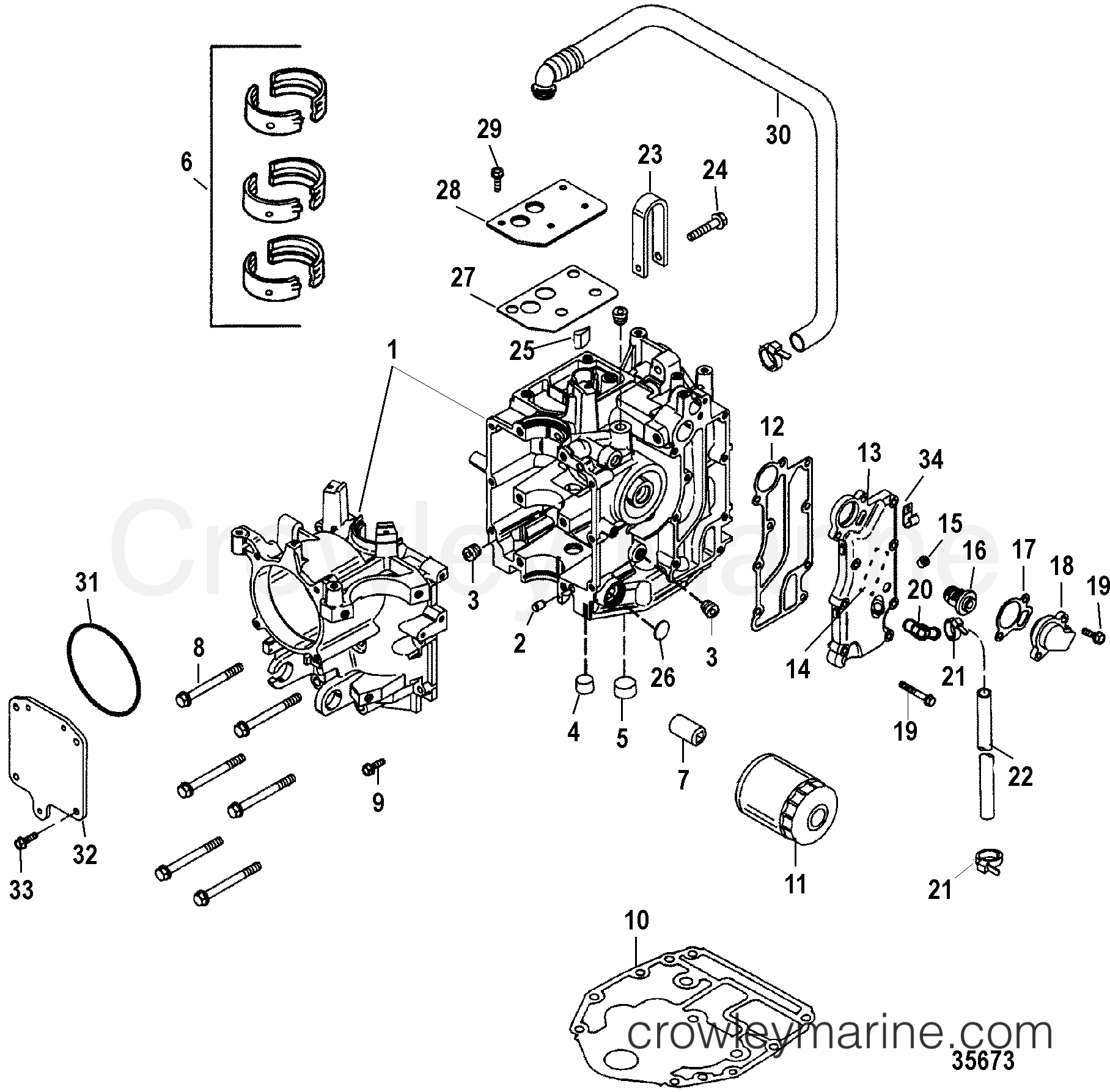 1998 Outboard 25 [ERC 4] - 7F25302GD - CYLINDER BLOCK