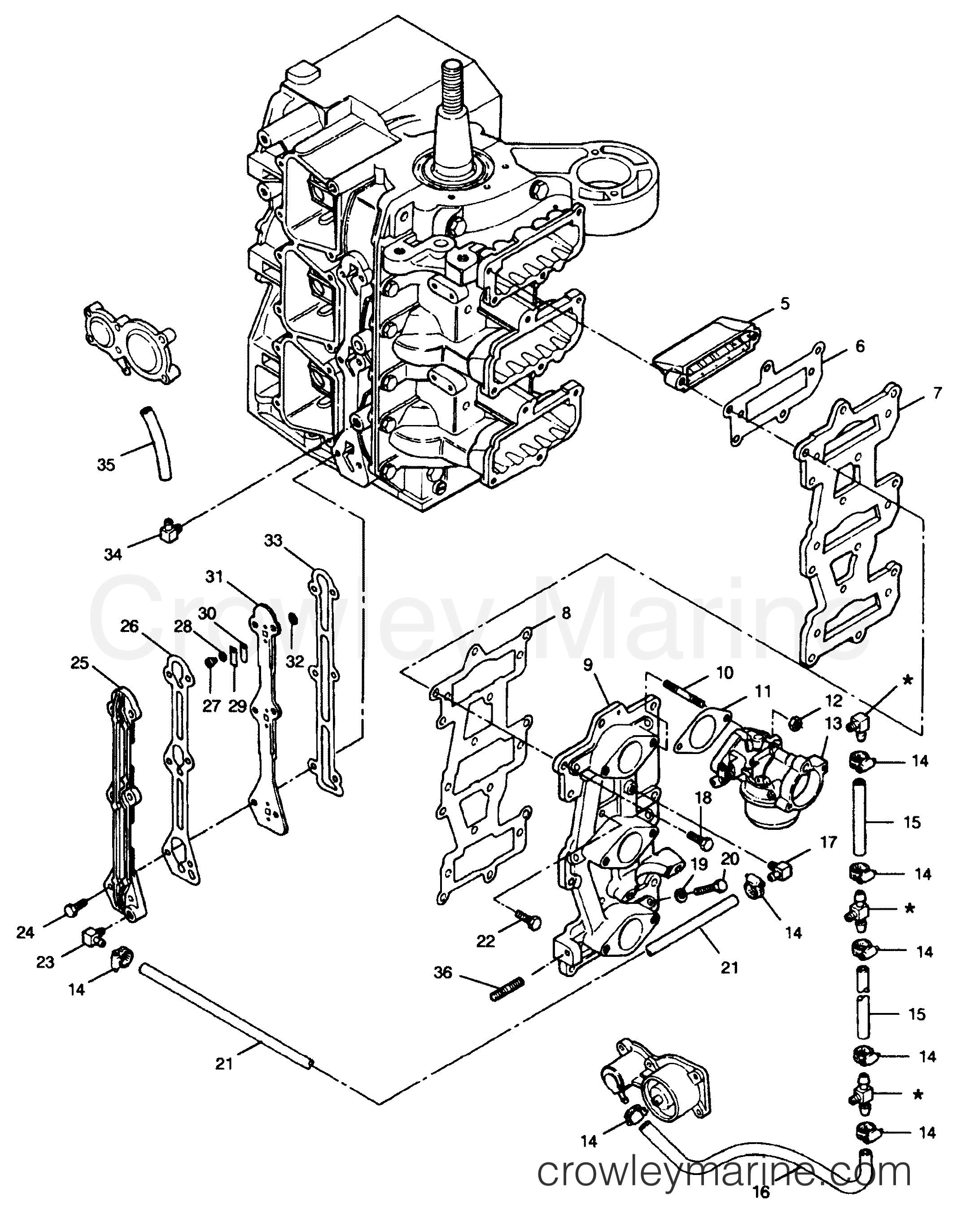 1991 Outboard 90 - 903E91D [Force] - REED PLATE AND RECIRCULATION SYSTEM