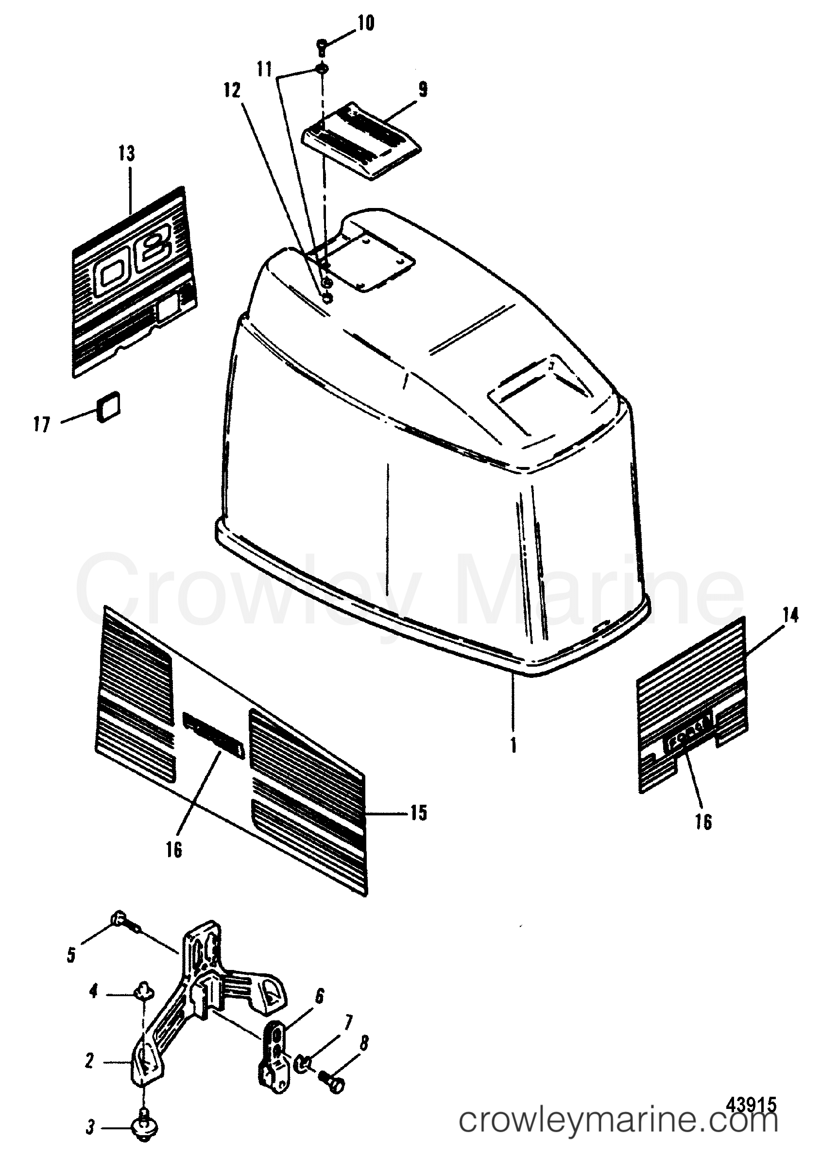 1991 Outboard 90 - H0906E91E [E] - TOP COWL