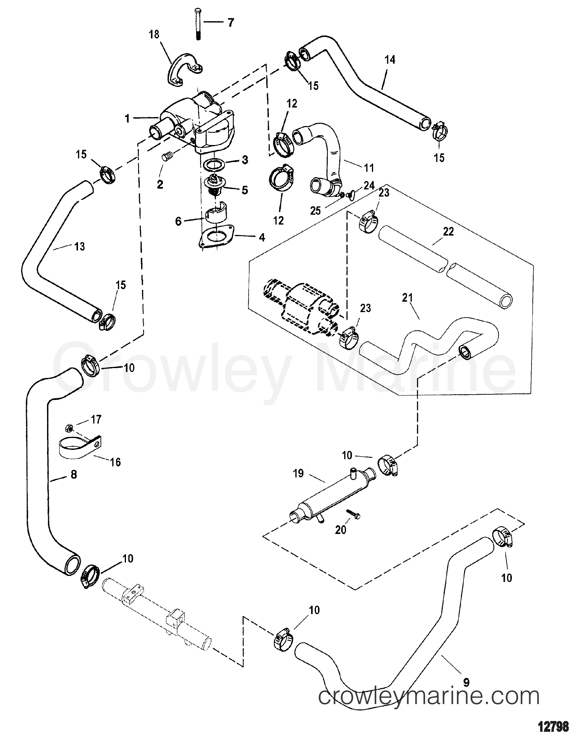 STANDARD COOLING SYSTEM - 1998 Stern Drive 6.2L [BRAVO MPI 