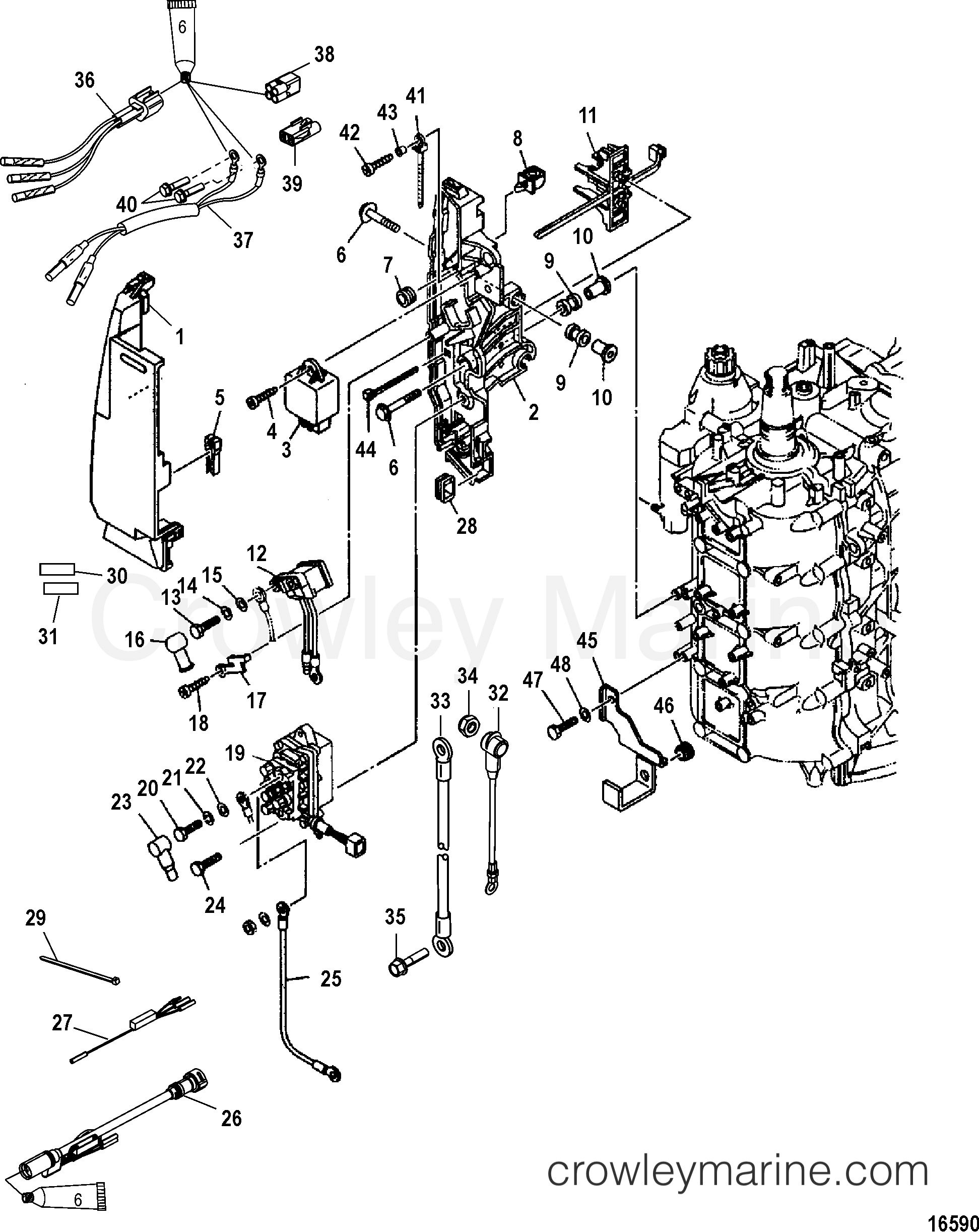 2005 Outboard 75EFI [ELPT 4] - 1F75413DN - ELECTRICAL COMPONENTS, RELAY MOUNTING