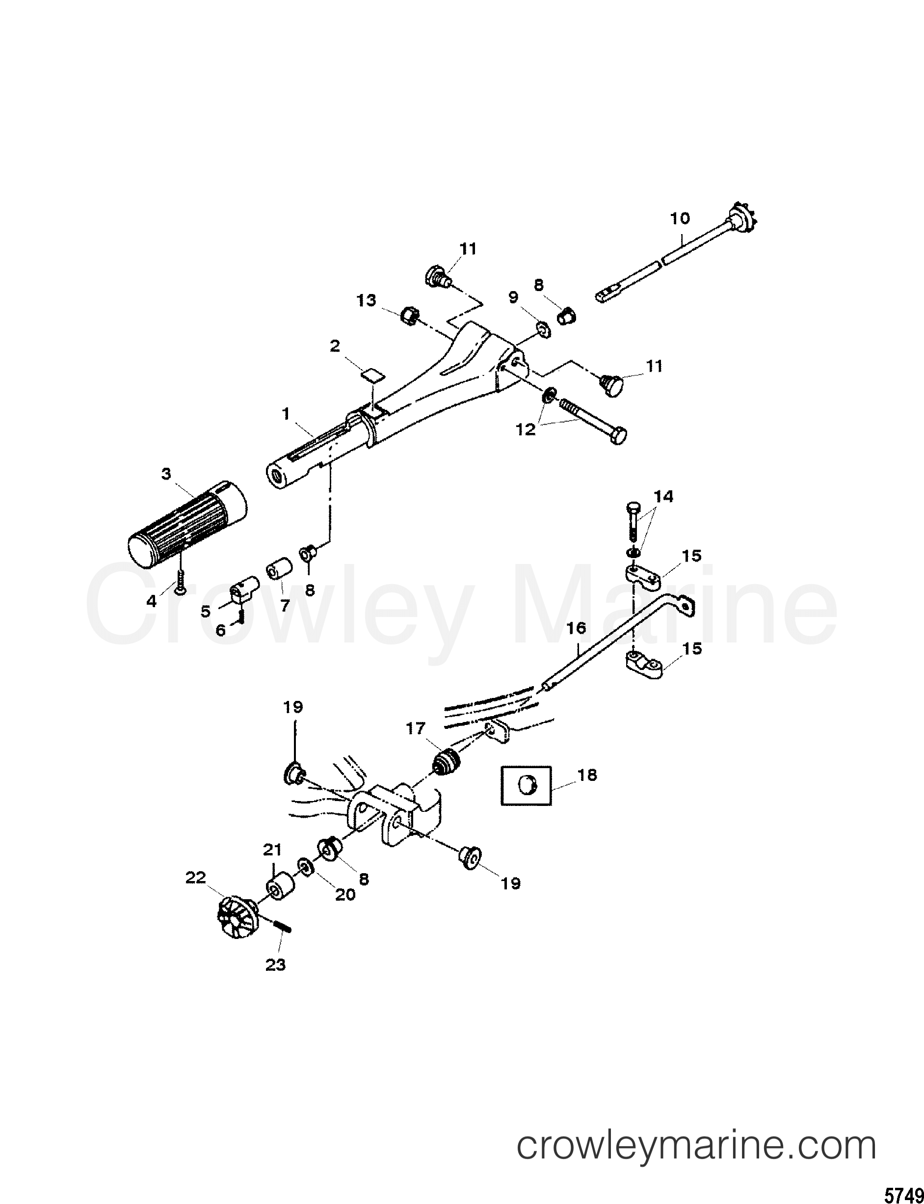 2001 Outboard 30 [M] - 7030201KL - TILLER HANDLE