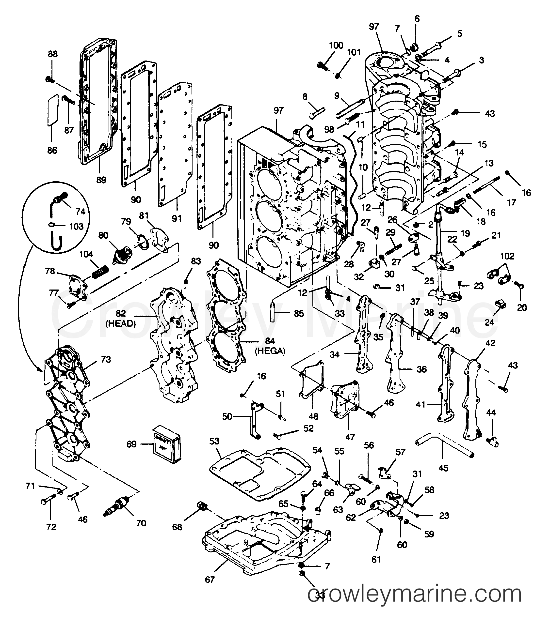 1989 Outboard 85 - 854D9D [Force] - POWER HEAD