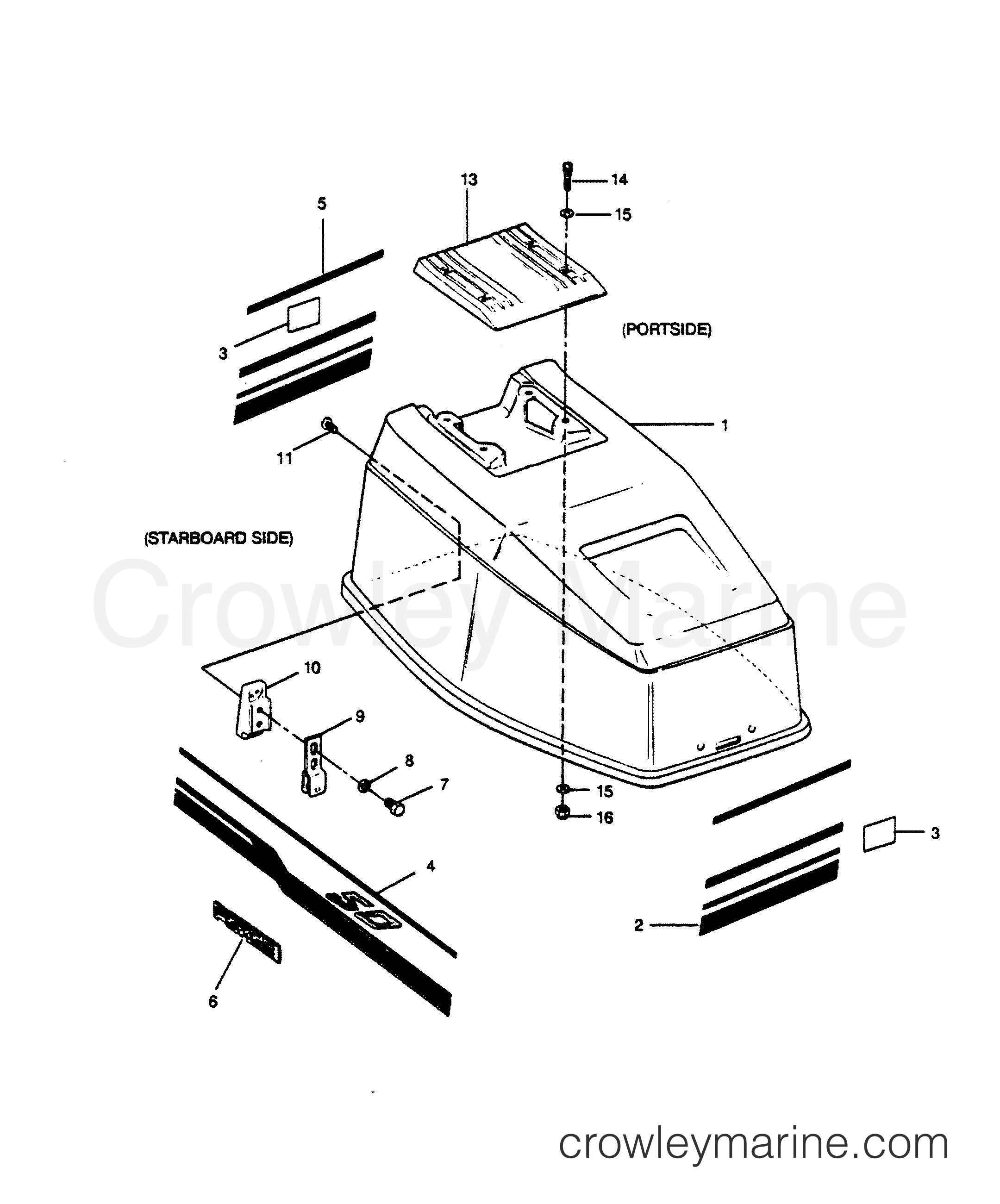 1989 Outboard 50 - 507F9C [Force] - ENGINE COVER FORCE MODELS