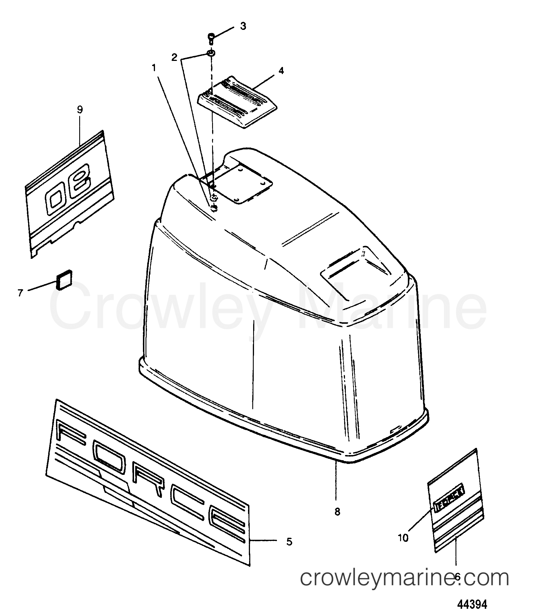 1990 Outboard 90 - H0908F90C [C] - TOP COWL, FORCE