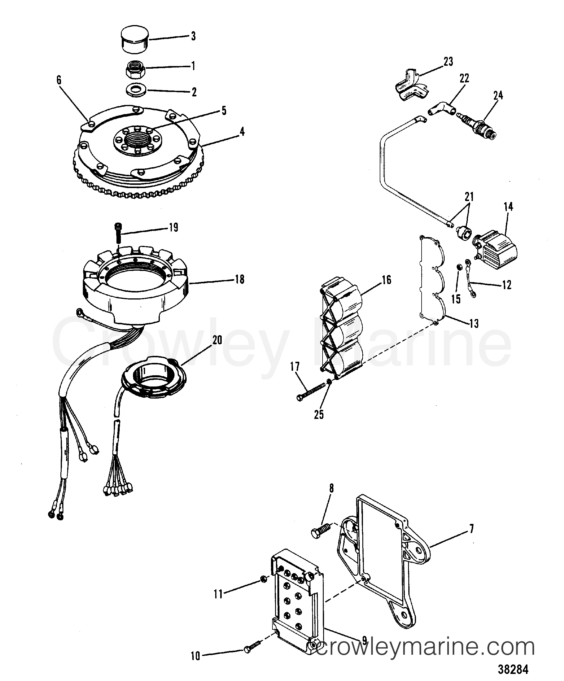 1984 Outboard 60 [EL] - 7060524 - FLYWHEEL, SWITCH BOX, IGNITION COIL, STATOR