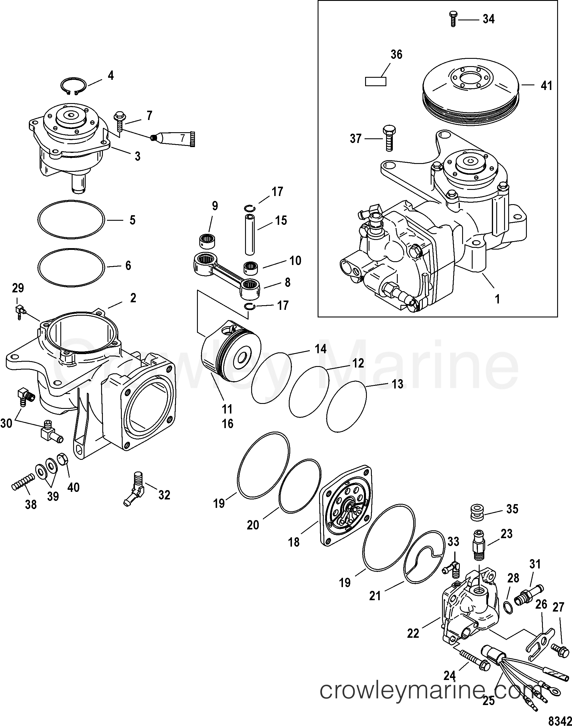 2006 Outboard 150DFI [CXL DIG] - 1150D84FC - AIR COMPRESSOR COMPONENTS