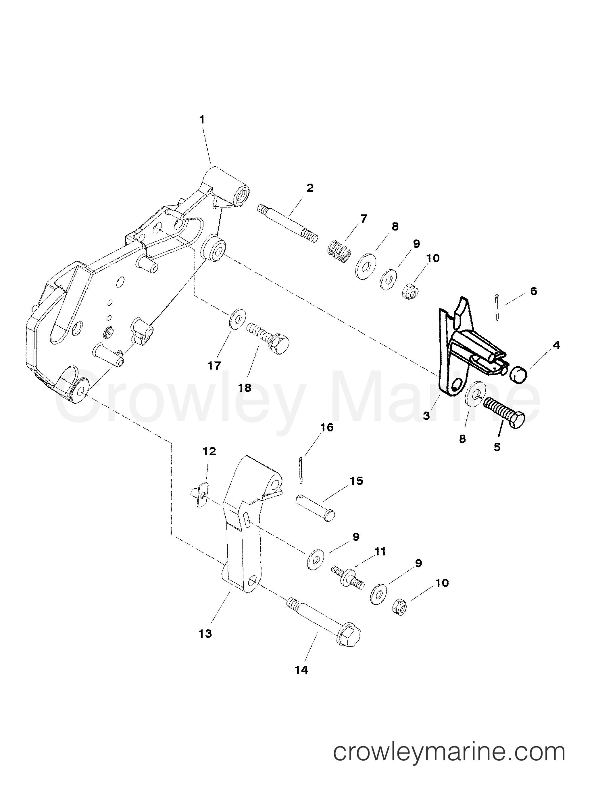 Serial Range Stern Drive 350 MAG. BRAVO MPI(GEN+) GM 350 V-8 1997 - 0K001501 AND UP - SHIFT BRACKET