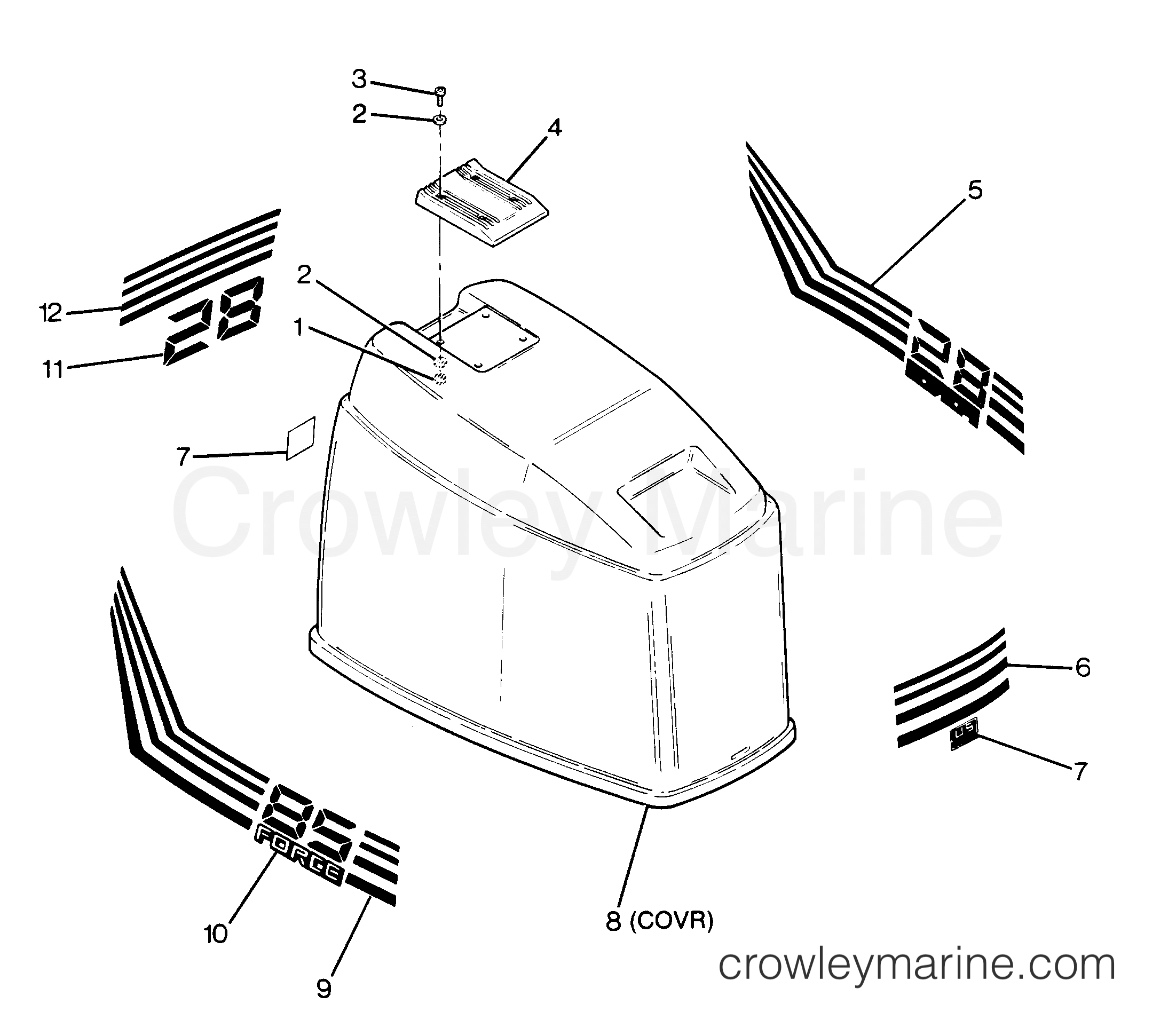 1988 Outboard 85 - 856N8B [Force] - ENGINE COVER BAYLINER MODELS