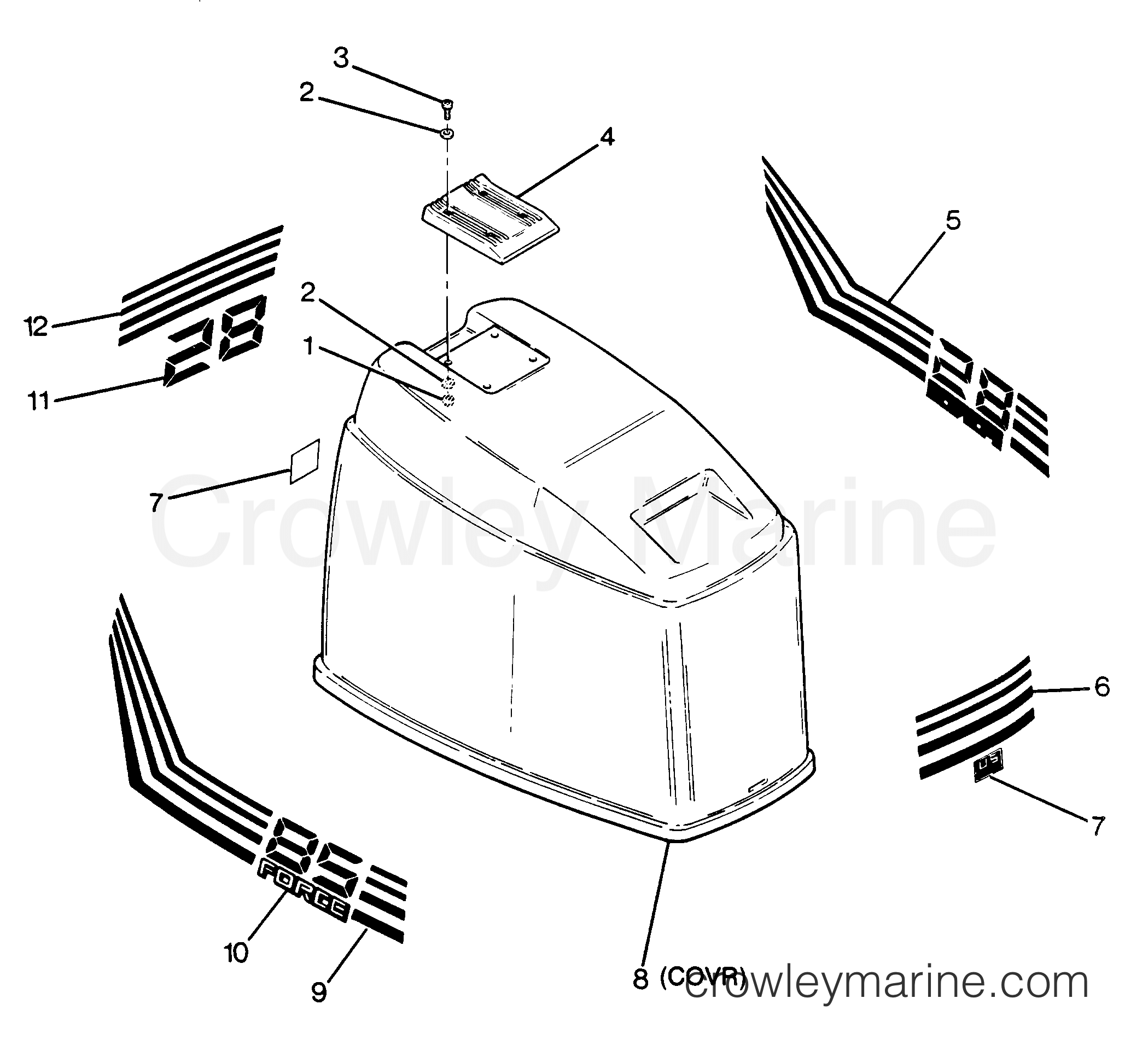 1988 Outboard 85 - 856N8B [Force] - ENGINE COVER FORCE MODELS