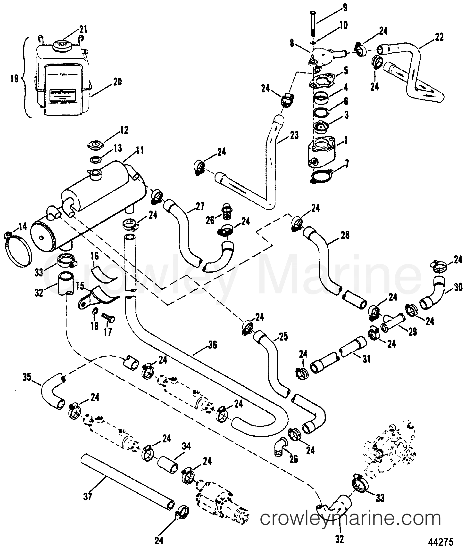 1996 Inboard Engine 7.4L [CARB] - 37436D9JS - CLOSED COOLING SYSTEM(BORG WARNER)
