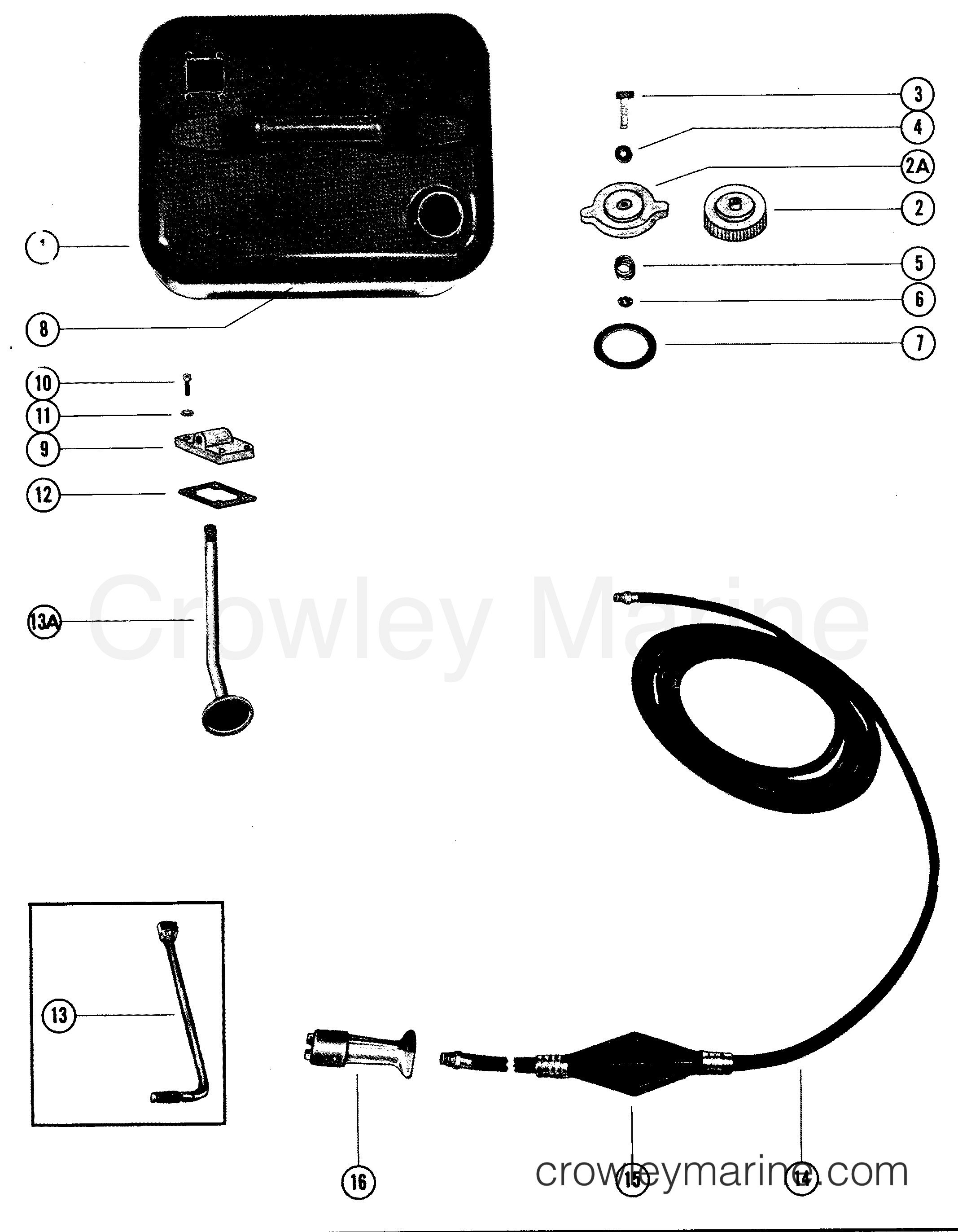 FUEL TANK ASSEMBLY (3 GALLON) Various Years Rigging Fuel/Oil Tanks