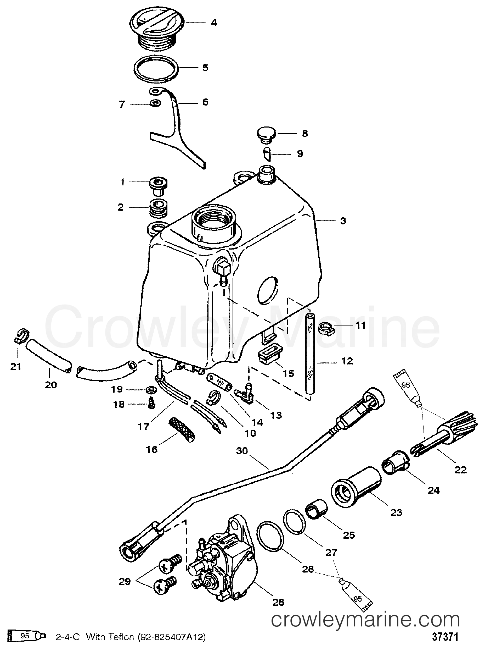 1995 Outboard 40 [EO] - 7041302DD - OIL INJECTION COMPONENTS