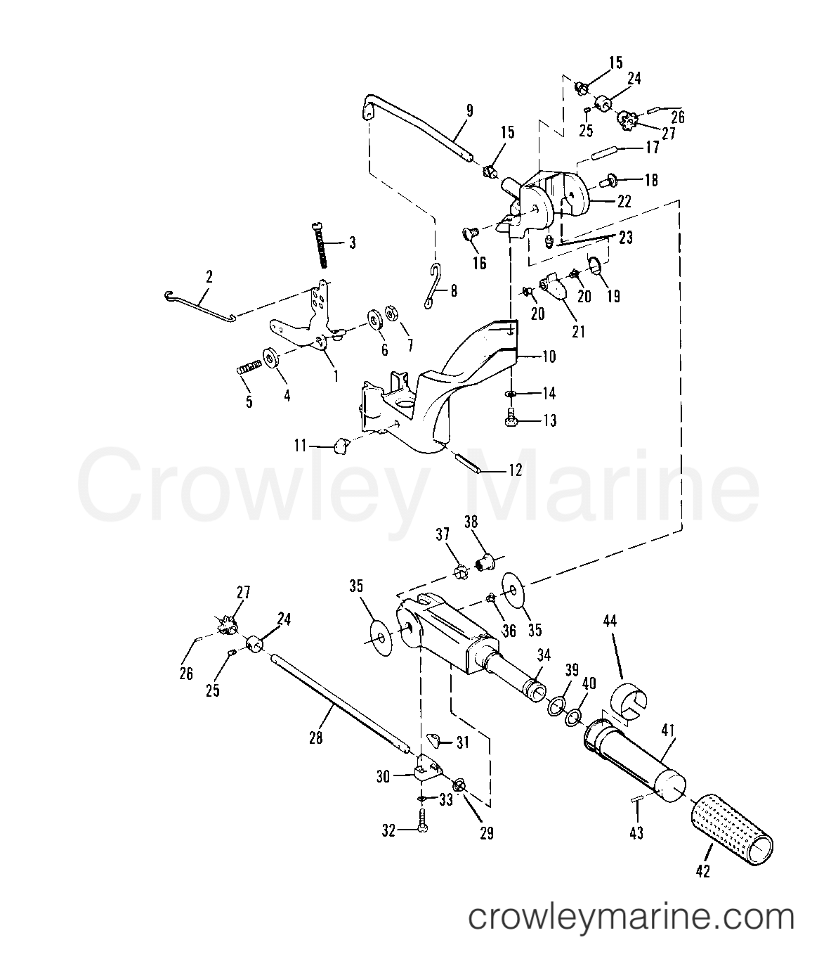 1993.5 Sears Outboard 9.9 - 225.581996 - TILLER HANDLE AND THROTTLE LINKAGE