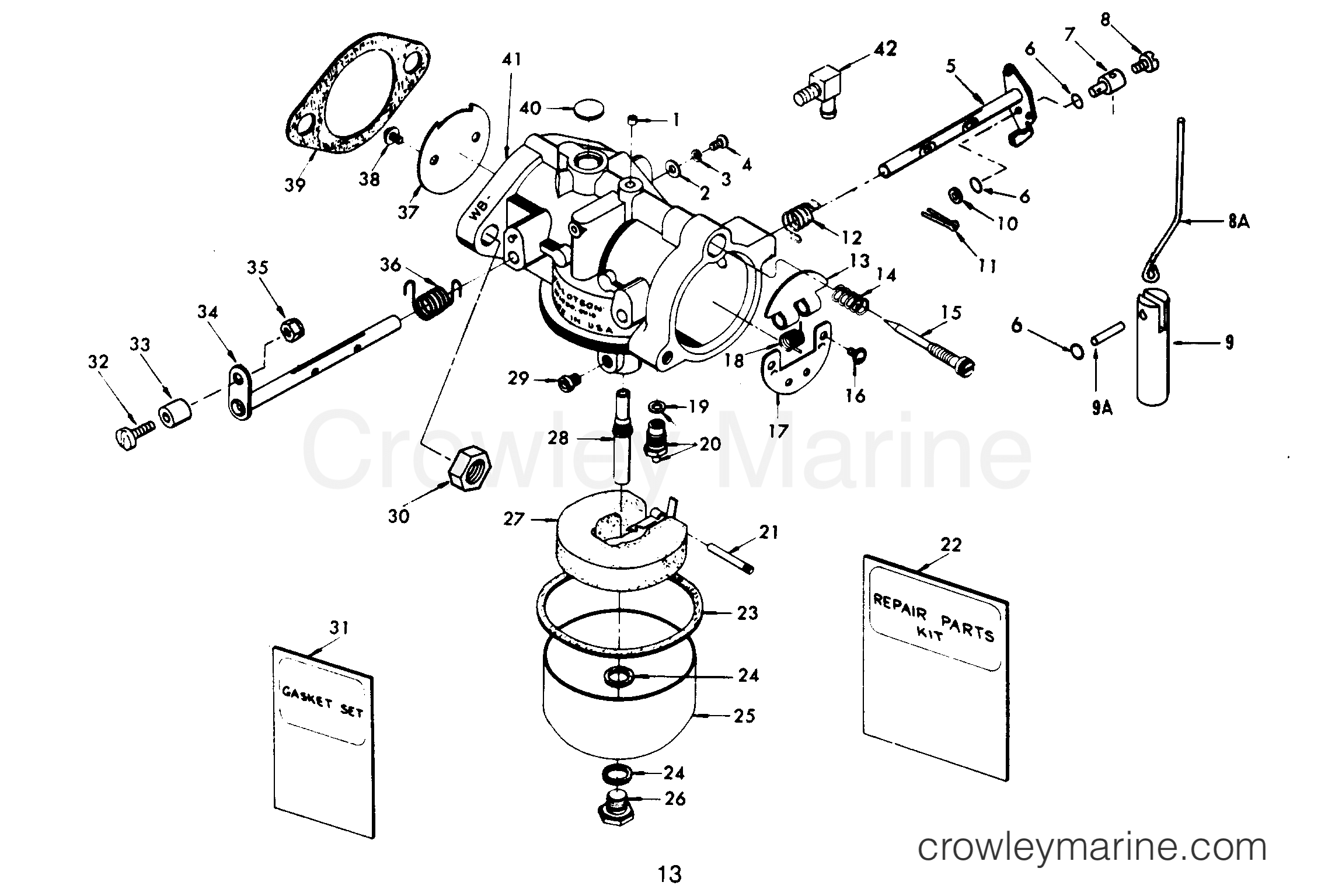 1980 Chrysler Outboard 45 - 459B0J CARBURETOR section