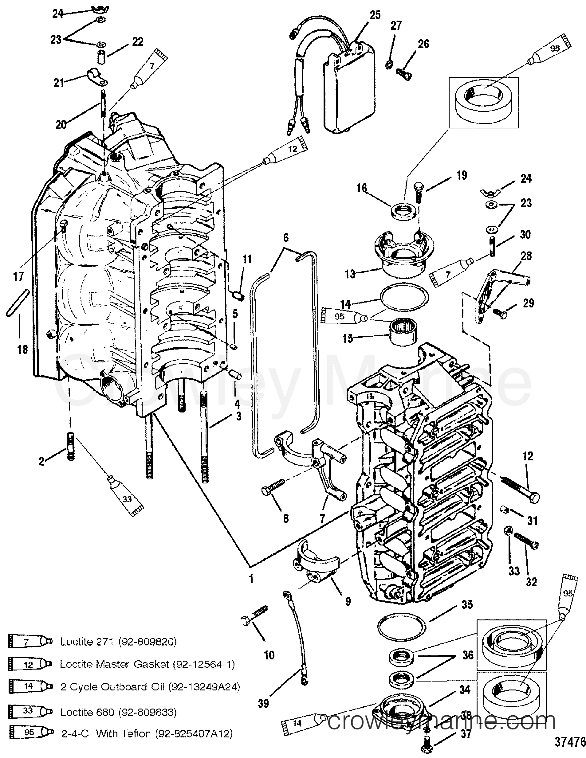 CYLINDER BLOCK AND END CAPS - 1996 Mariner Outboard 150EFI ... 2001 50hp mercury outboard wiring diagram schematic 