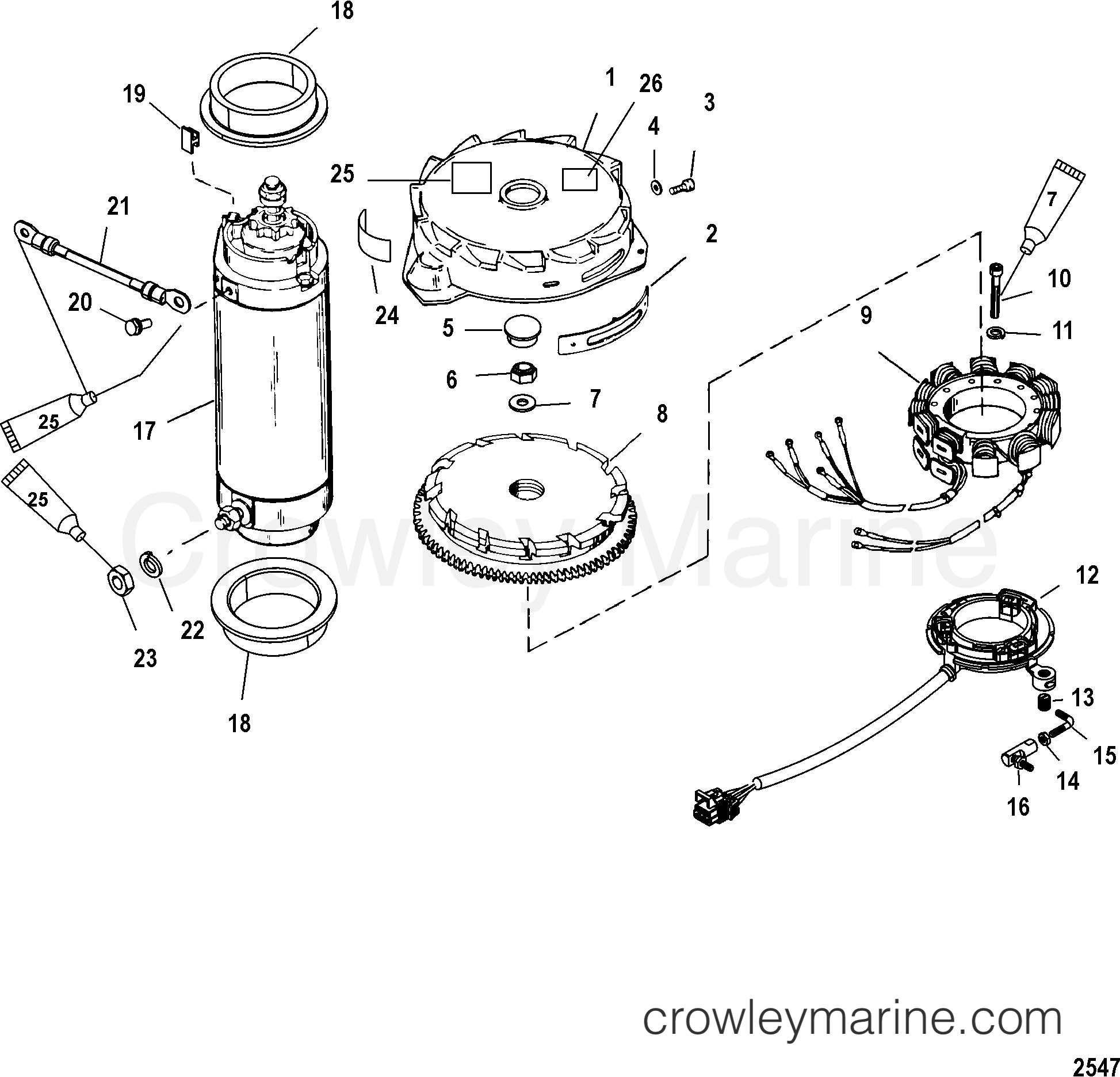 2003 Outboard 200 [XL CARB SW] - 7200422MY - FLYWHEEL/STARTER MOTOR
