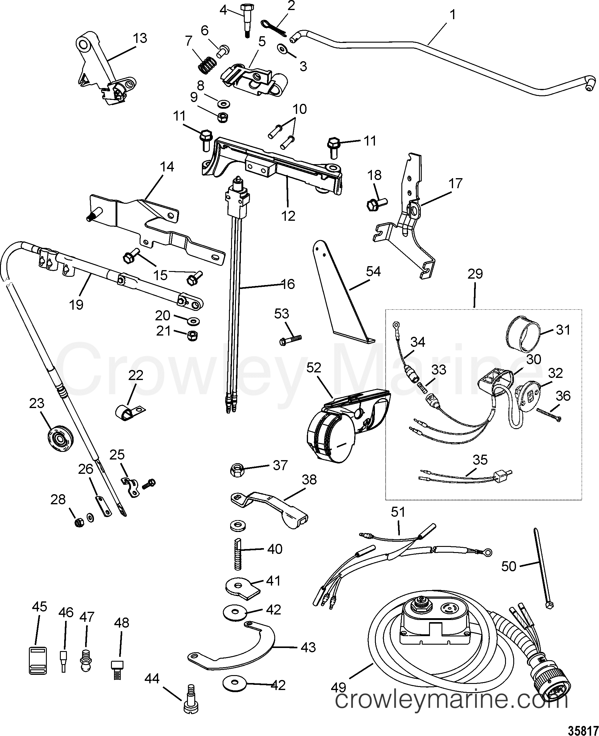 TILLER HANDLE KIT COMPONENTS(JET 40) Various Years Rigging Steering