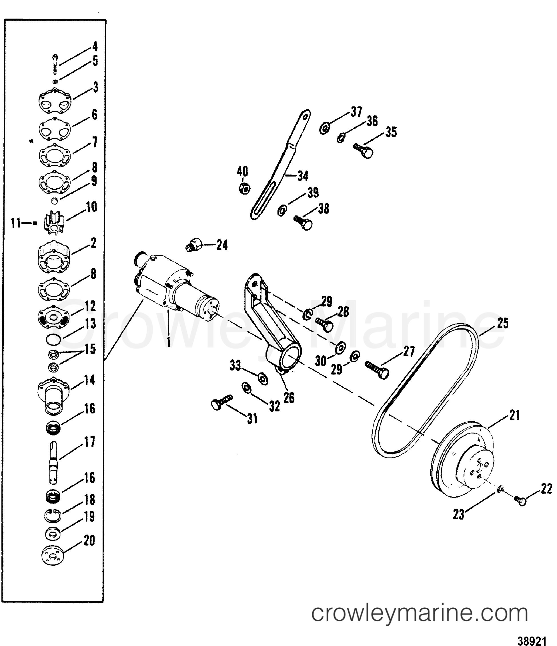 1981 Inboard Engine 340 - 3341901 - SEA WATER PUMP ASSEMBLY(OLD DESIGN)