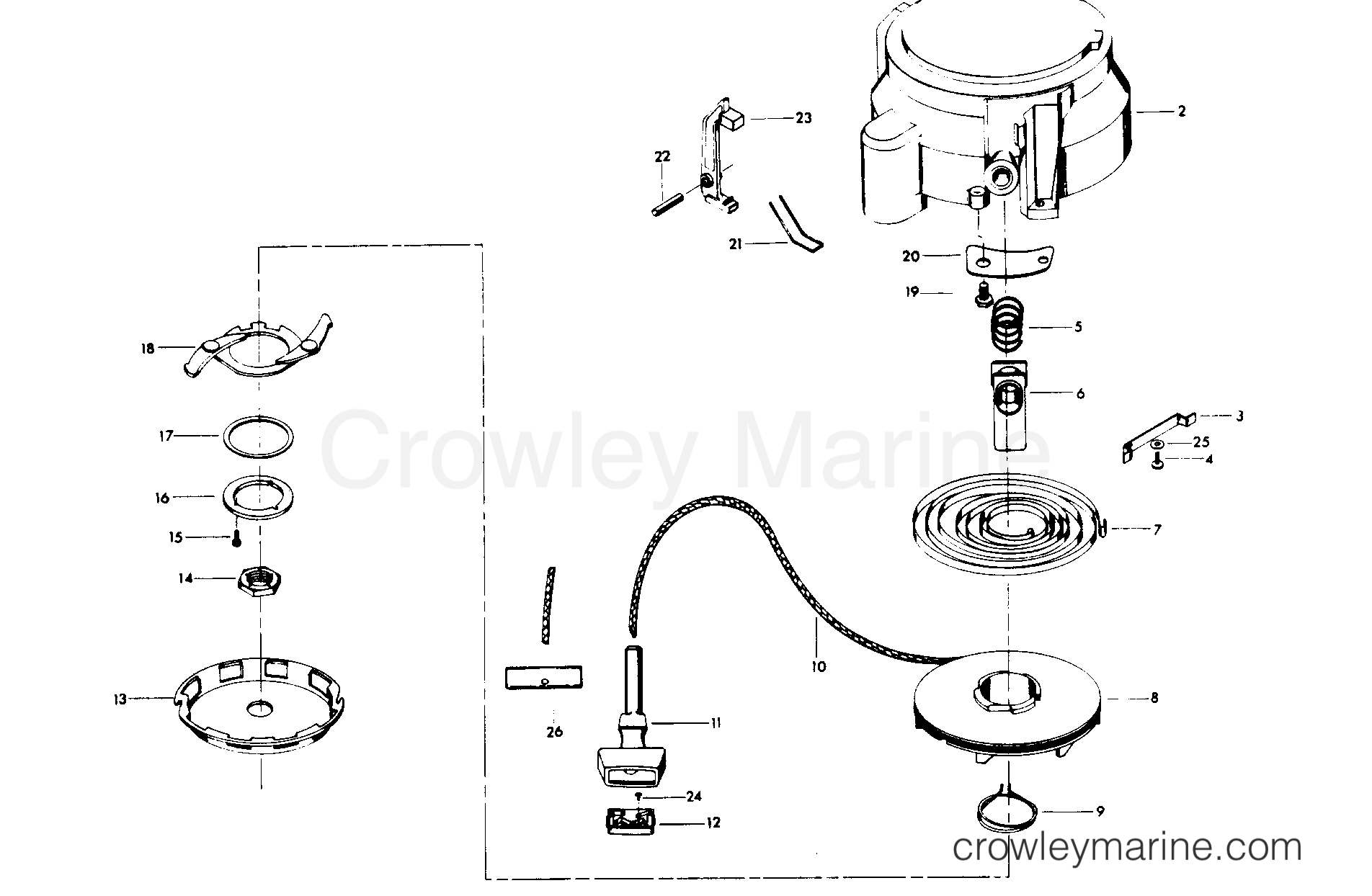 1978 Outboard 25 - H0253H78C - HAND STARTER