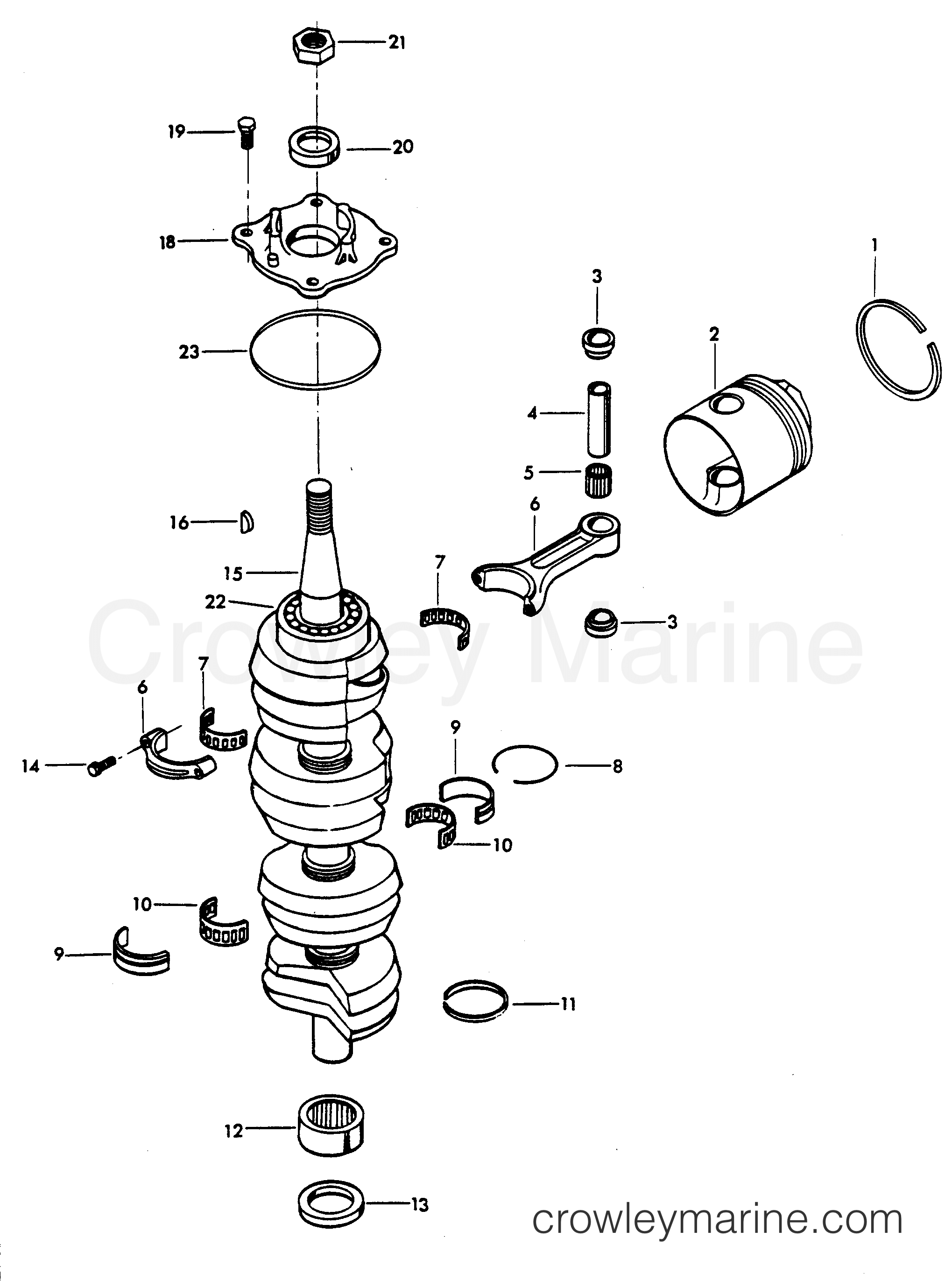 1978 Outboard 140 - 1409B8A - CRANKSHAFT AND PISTON GROUP