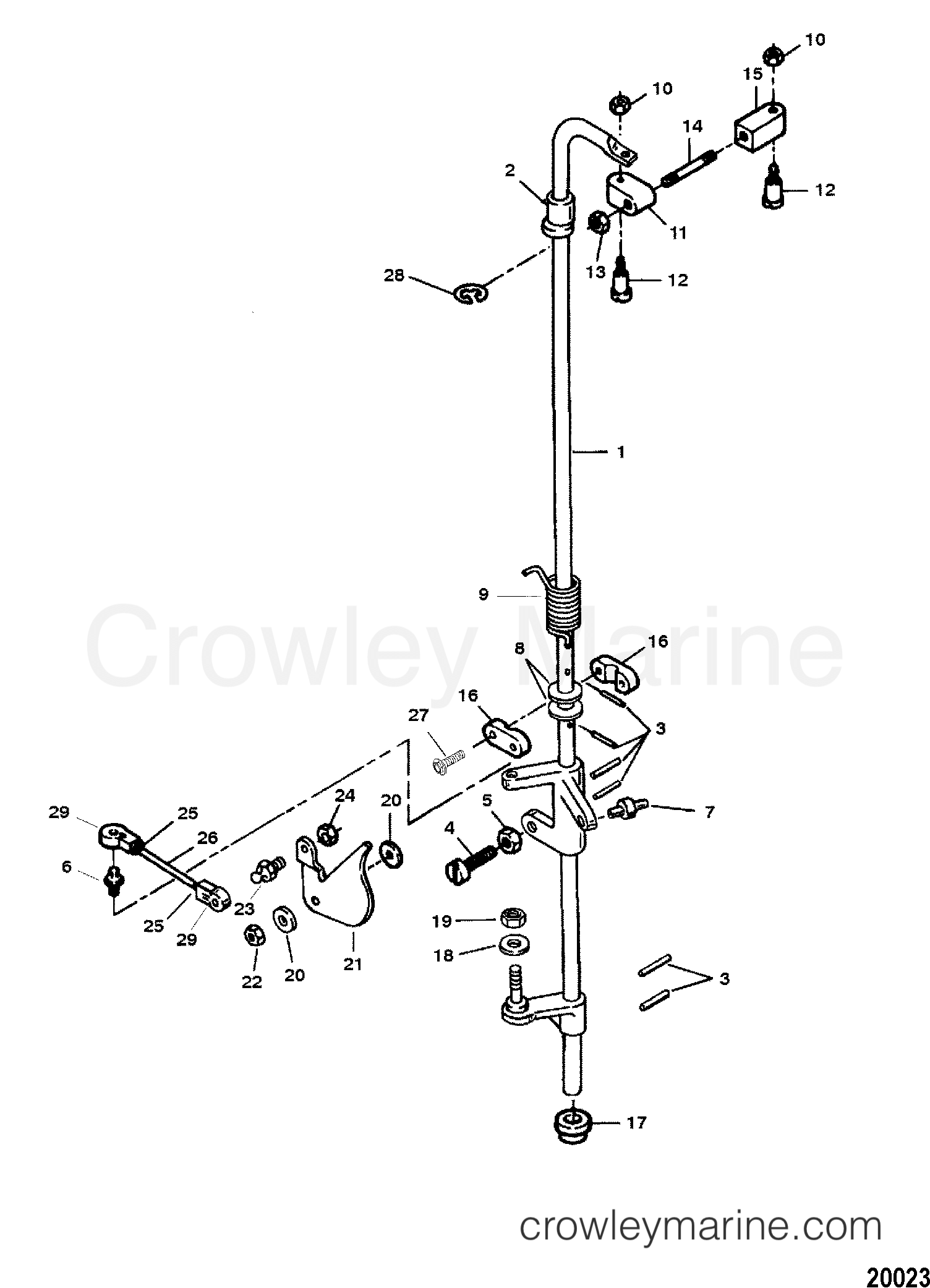 TOWERSHAFT AND THROTTLE LINKAGE 1996 Outboard 120 H120412SD [ELPT] Crowley Marine