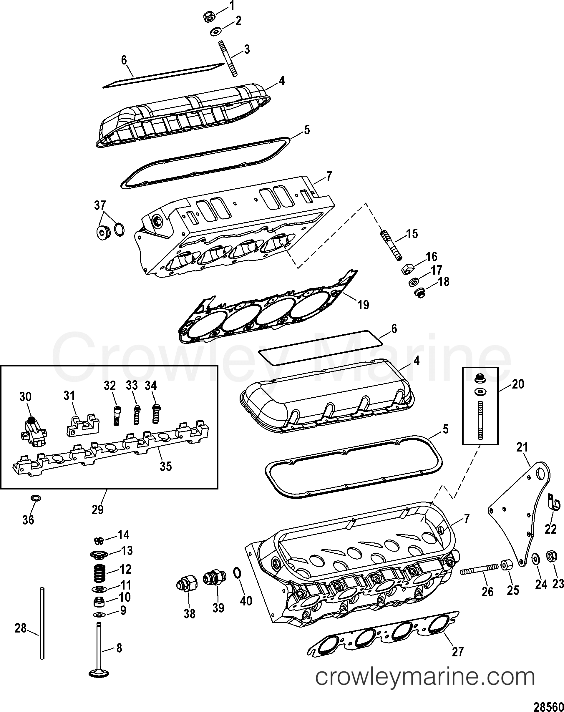 ENGINE COMPONENTS(CYLINDER HEAD) 2007 Race Stern Drive 1075 SCI [SSM6