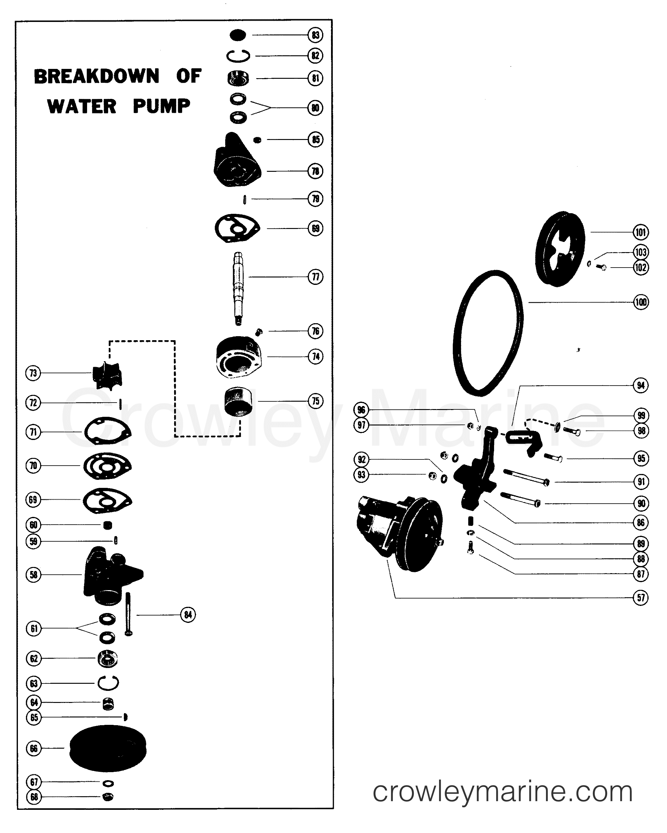 FRESH WATER COOLING KIT (MARINE 60)BREAKDOWN OF WATER PUMP Various