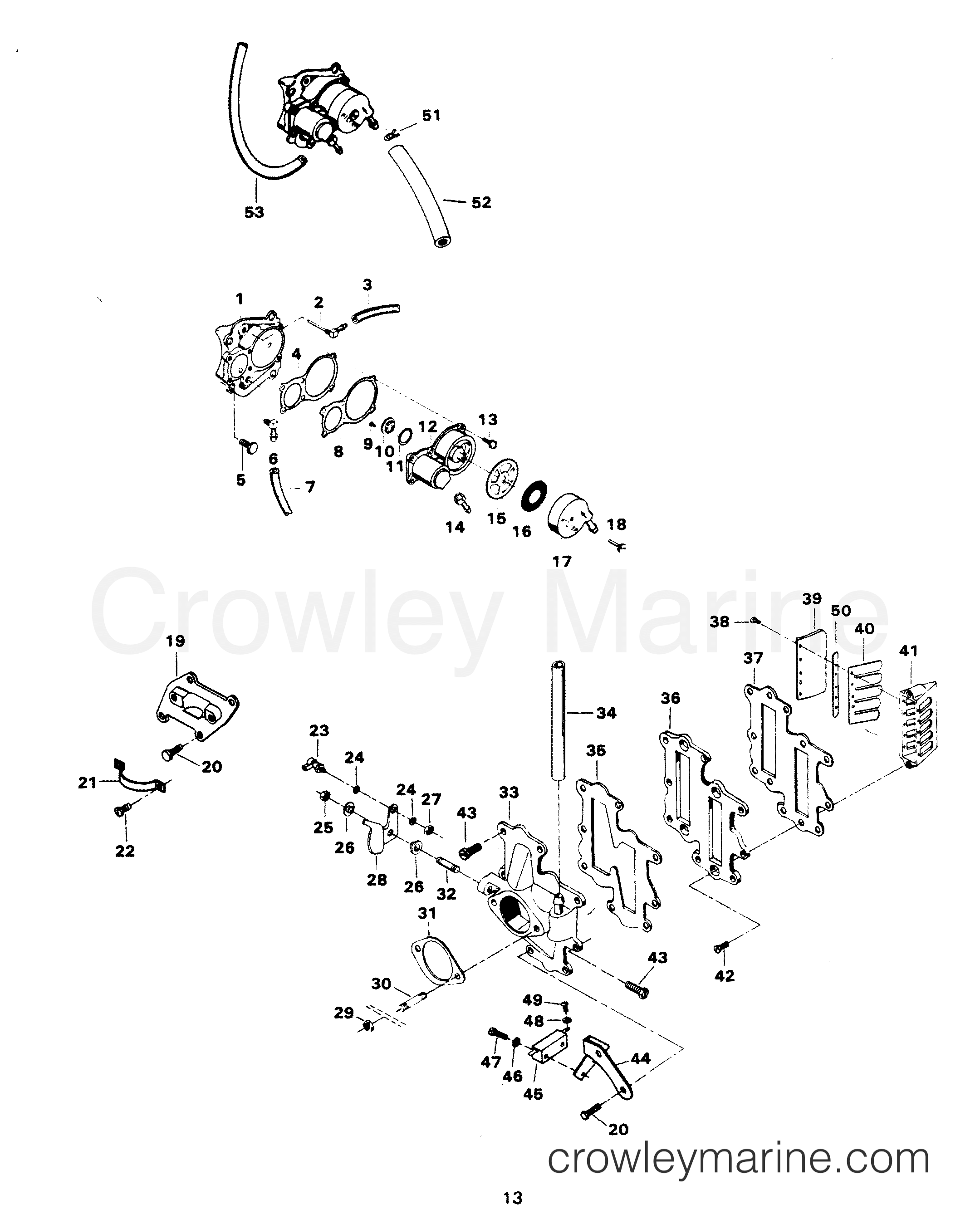 1982 Chrysler Outboard 140 - 1408B2D - FUEL PUMP AND REED PLATE