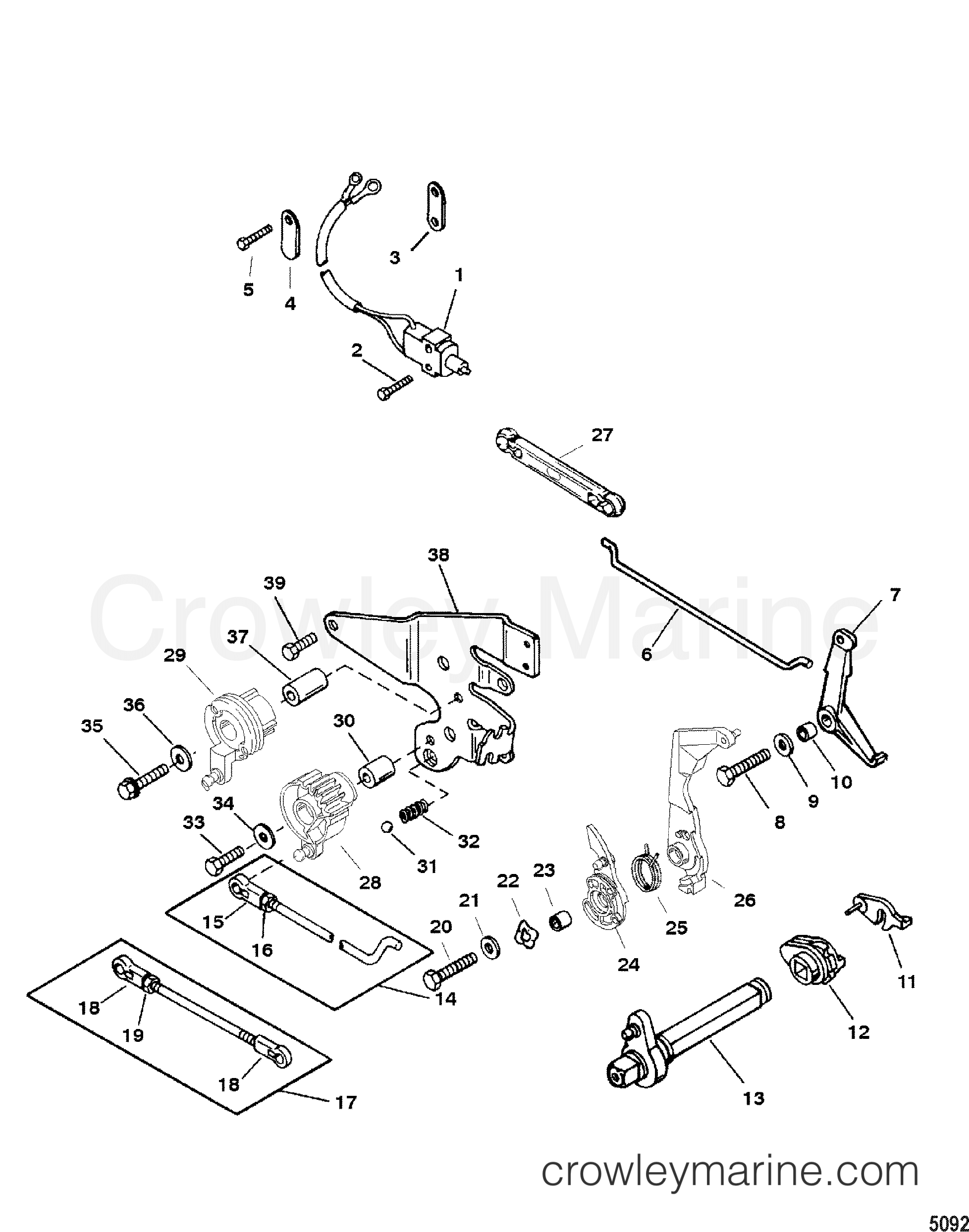 2000 Outboard 25 [EL] - 7025312JD - THROTTLE AND SHIFT LINKAGE(TILLER HANDLE SHIFT)