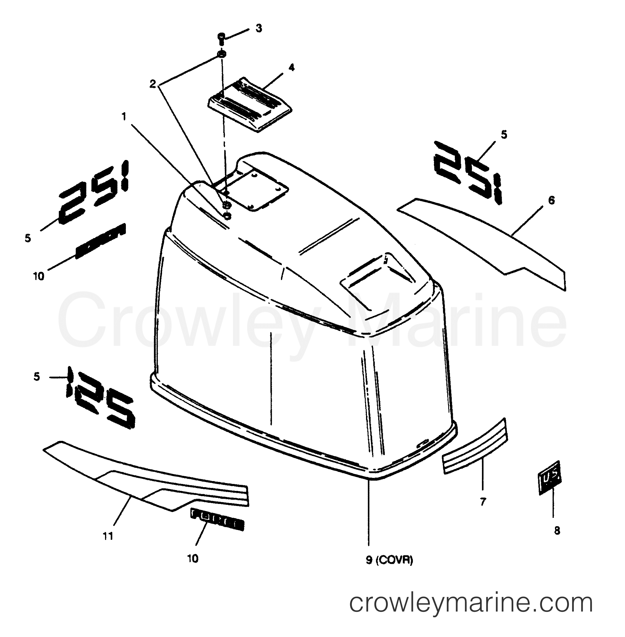 1989 Outboard 125 - 1258D9D [Force] - ENGINE COVER (MAXUM MODELS)
