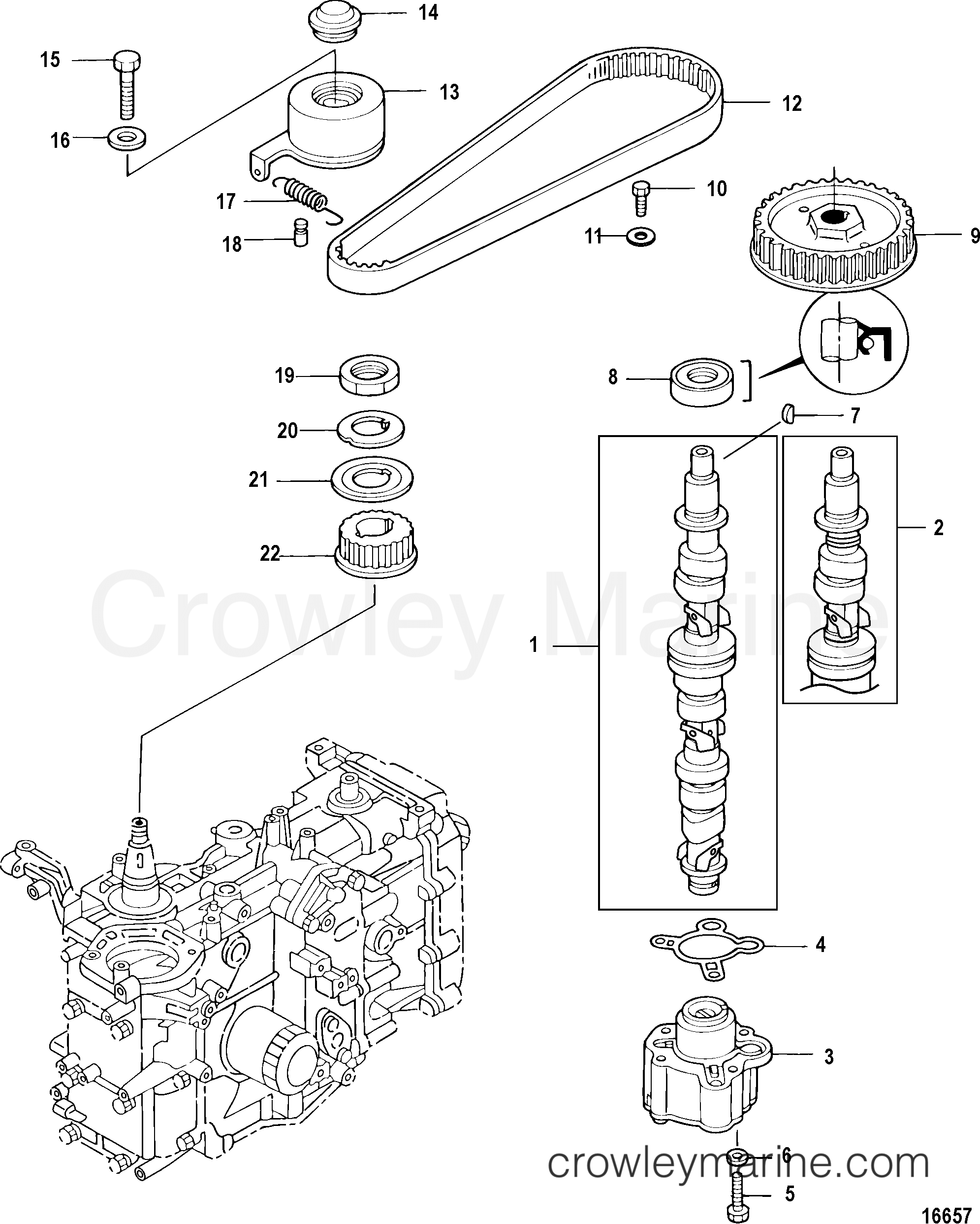 CAMSHAFT/OIL PUMP 2006 Outboard 25EFI [E 4] 7A25302UK Crowley Marine