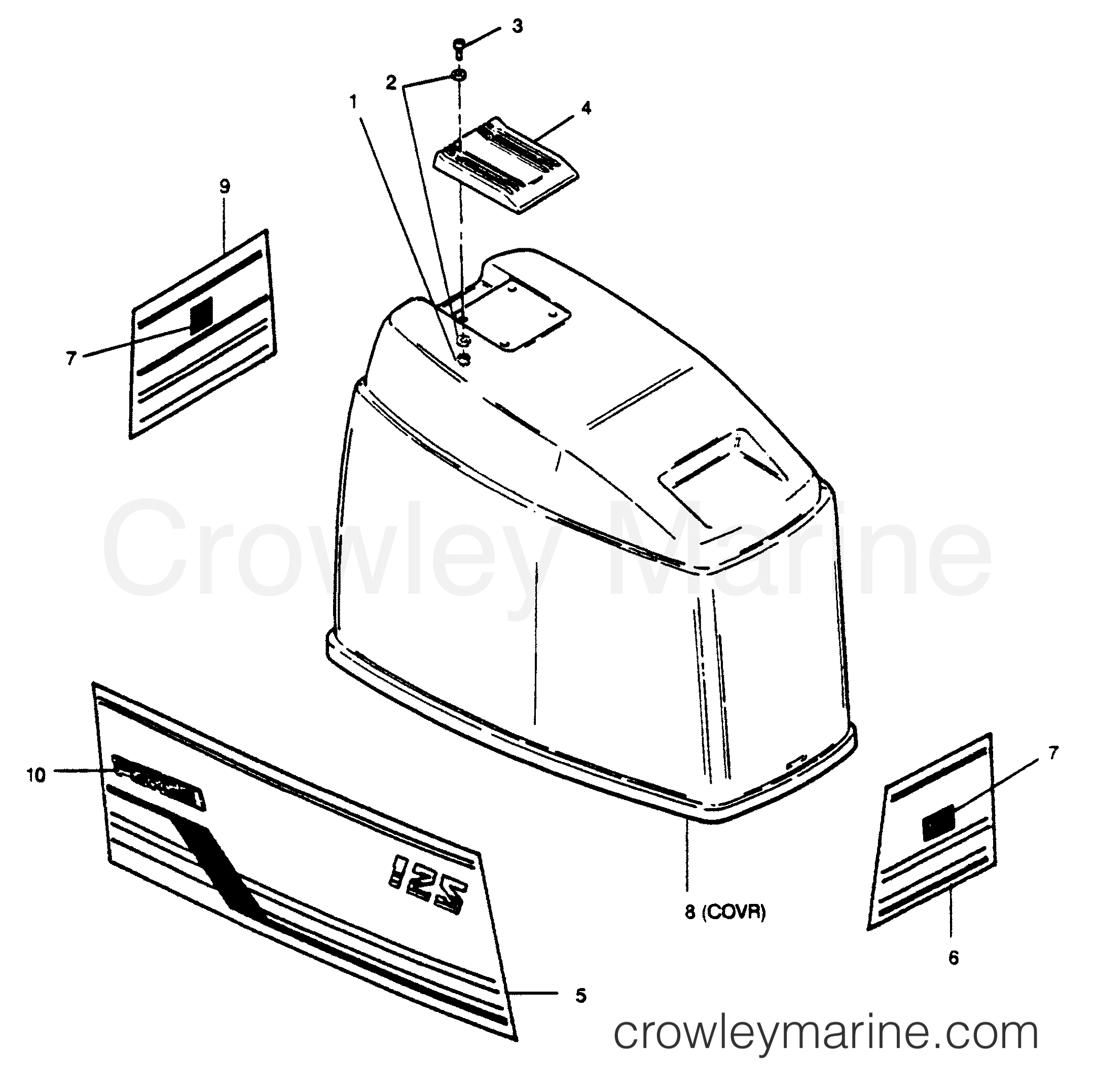 1989 Outboard 125 - 0C1258F9E [Force] - ENGINE COVER FORCE MODELS