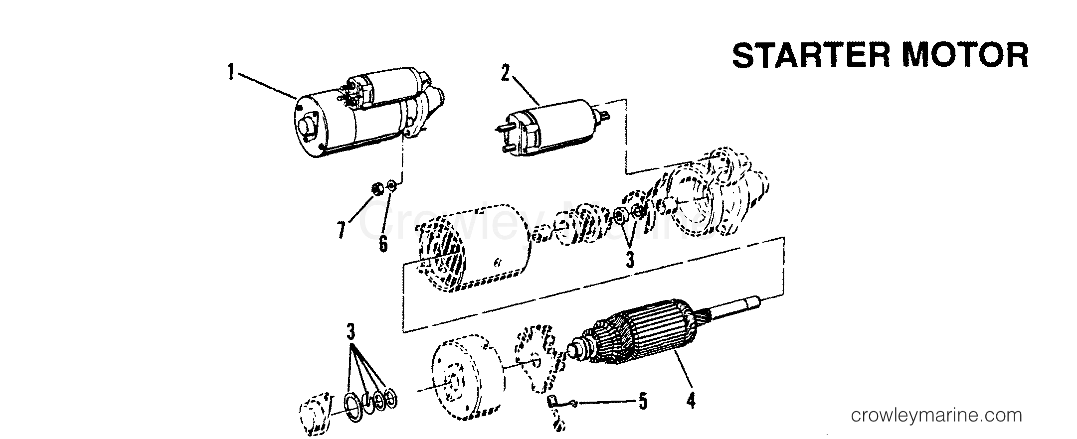 1990 Inboard Engine 642D - 34232B9CD - STARTER MOTOR