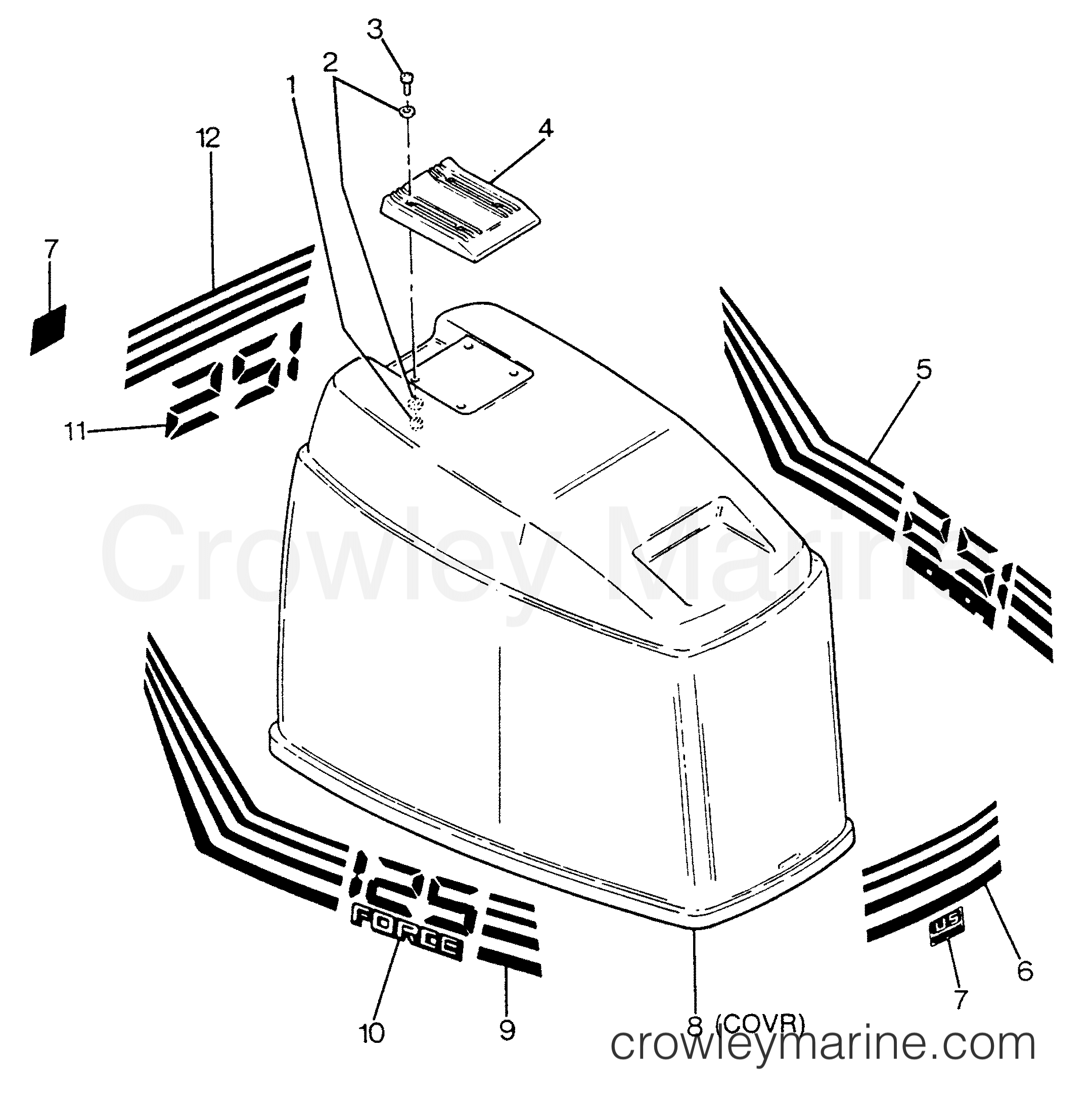 1988 Outboard 125 - 1258D8B [Force] - ENGINE COVER BAYLINER MODELS