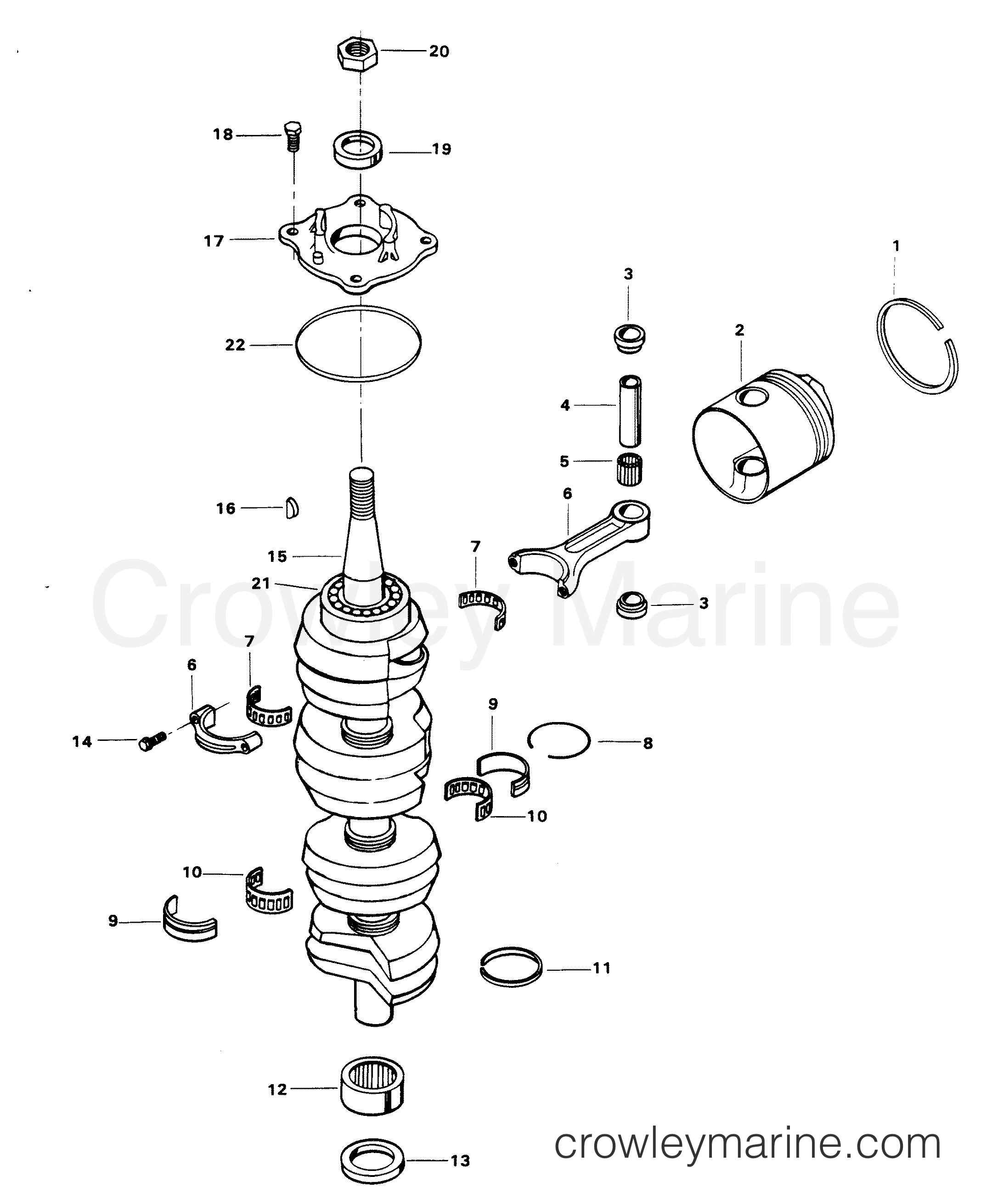 1982 Force Outboard 140 - H1408H82D - CRANKSHAFT AND PISTON GROUP